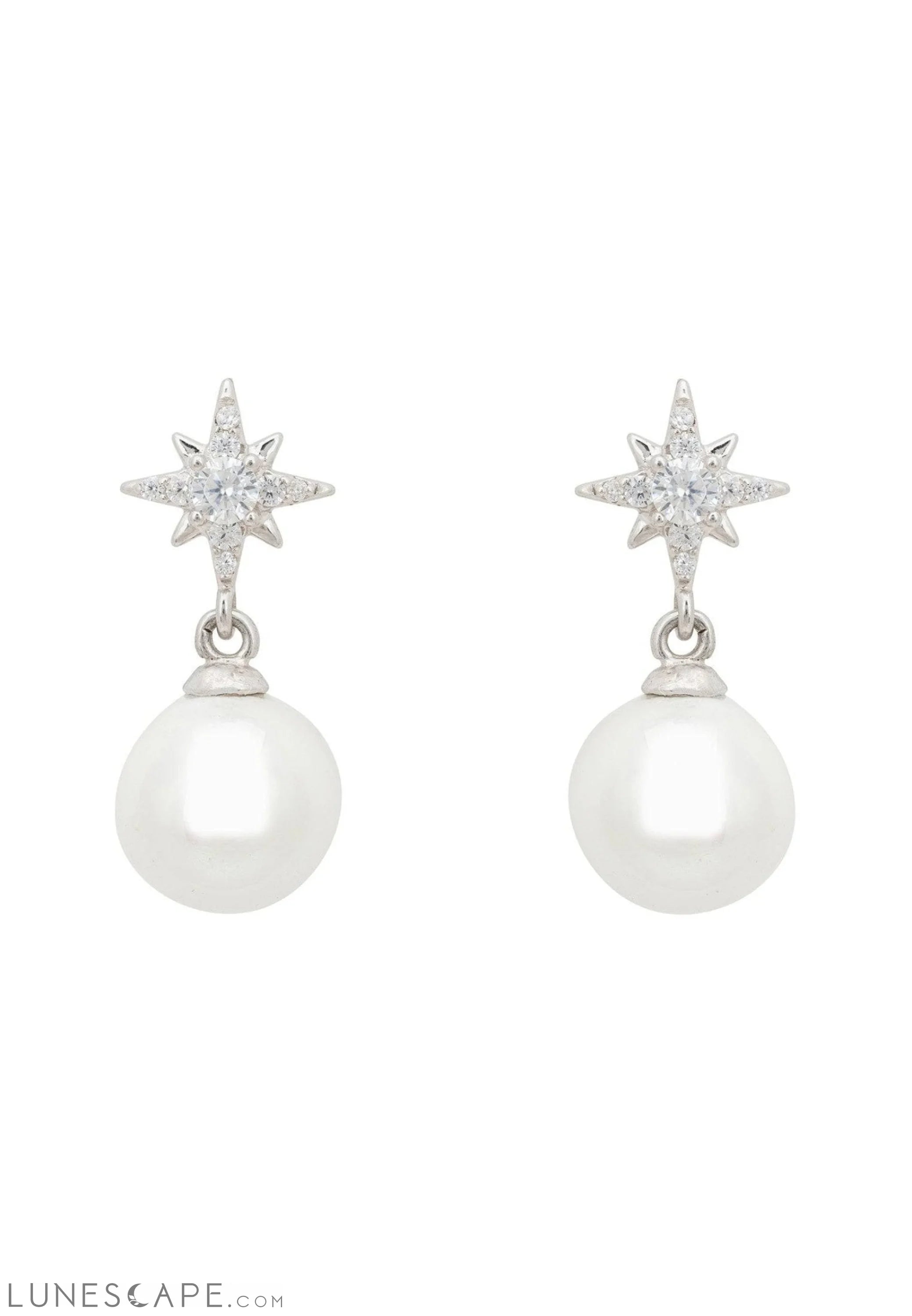 Polaris North Star Pearl Earrings Silver LUNESCAPE