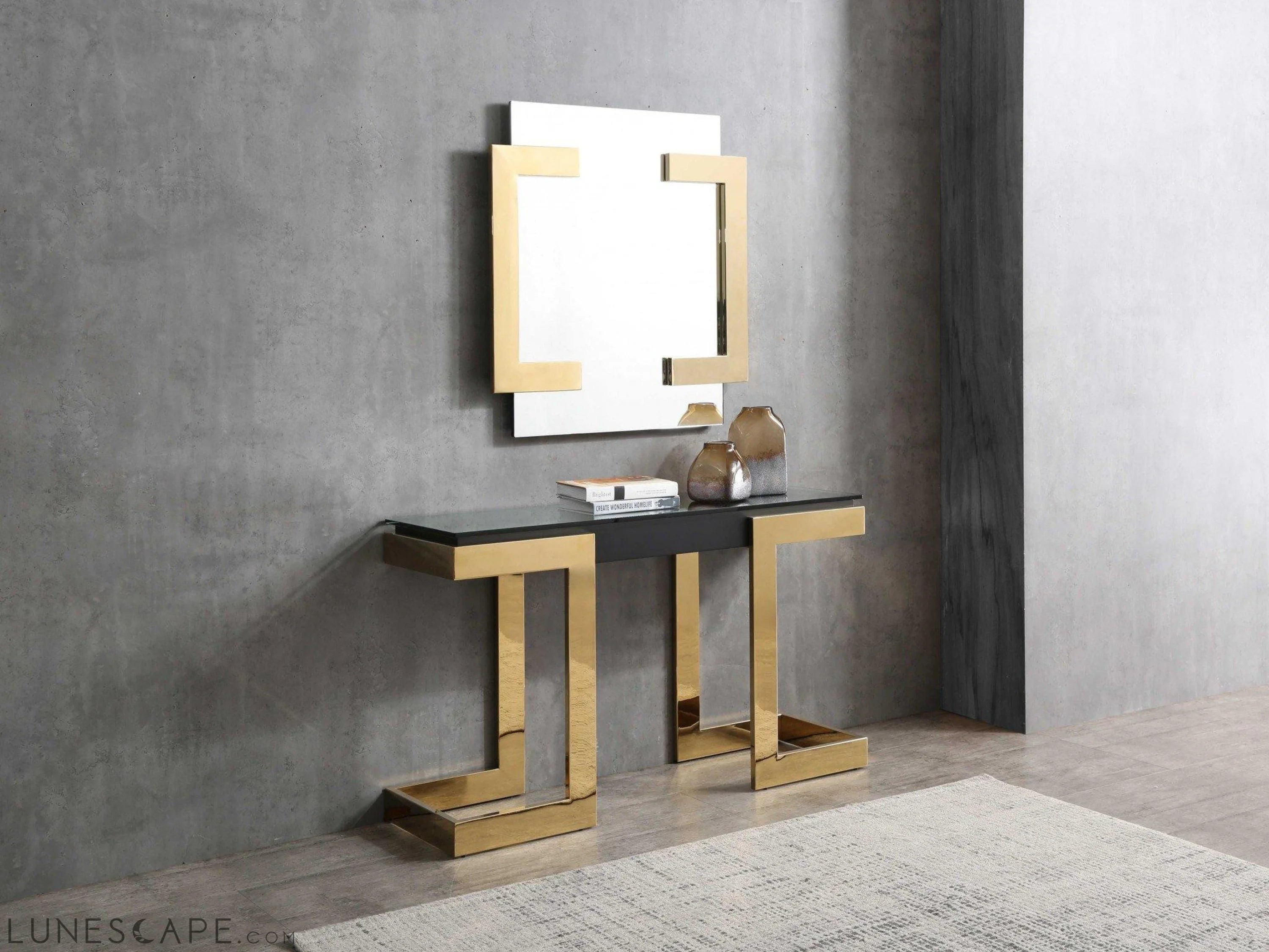 Polished Gold Stainless Steel Mirror - 35" X 35" X 2" LUNESCAPE