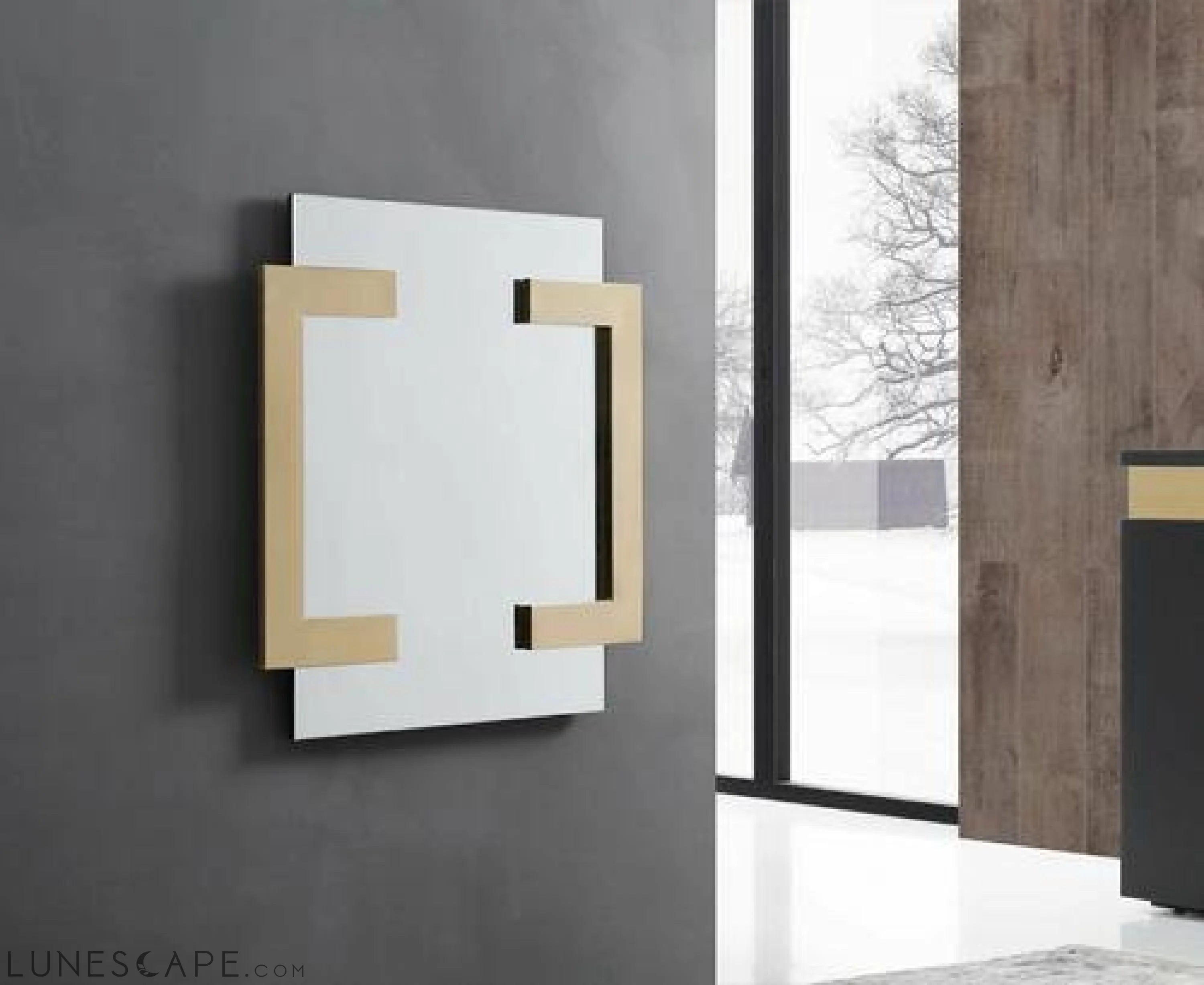 Polished Gold Stainless Steel Mirror - 35" X 35" X 2" LUNESCAPE