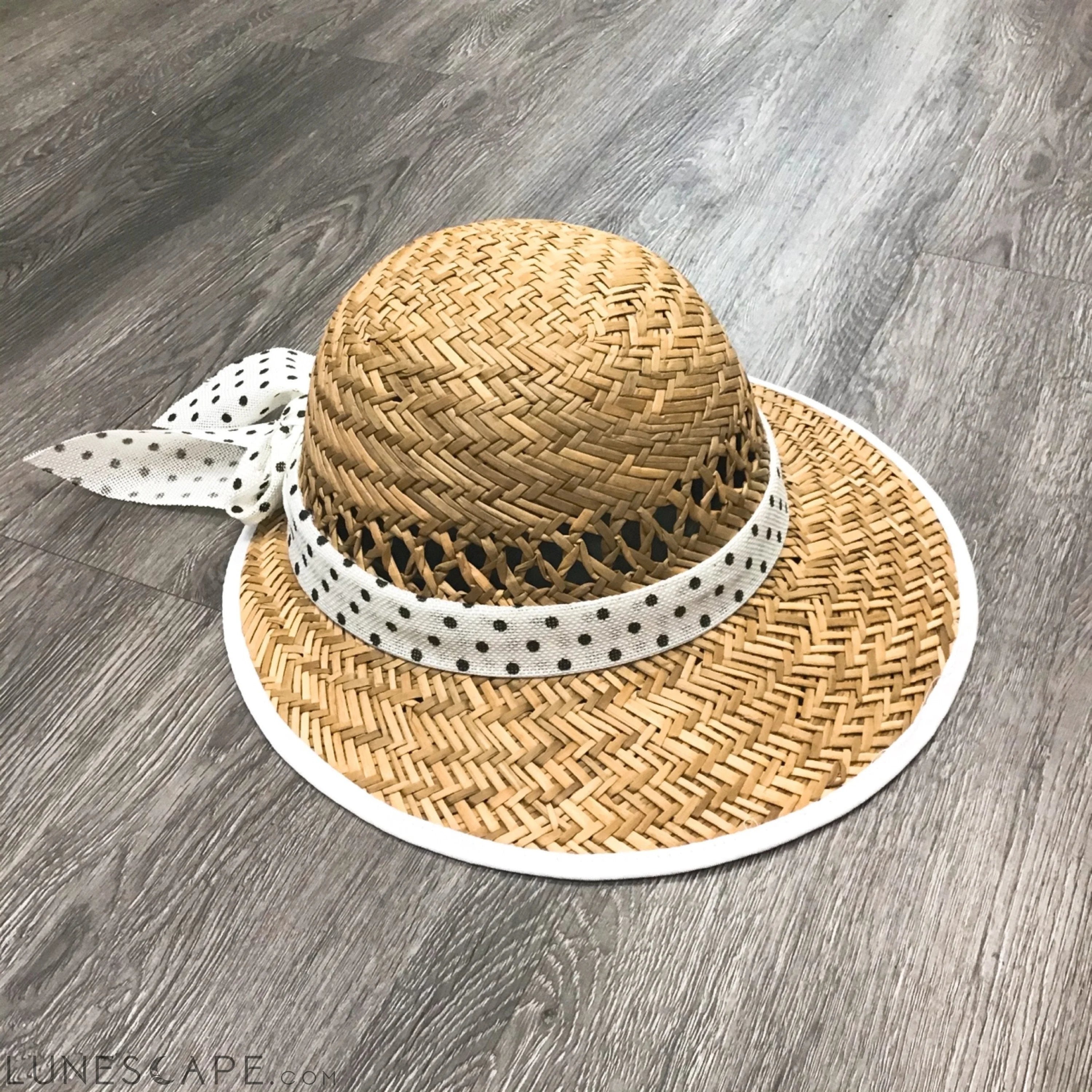 Polka Dot Bow Straw Visor LUNESCAPE