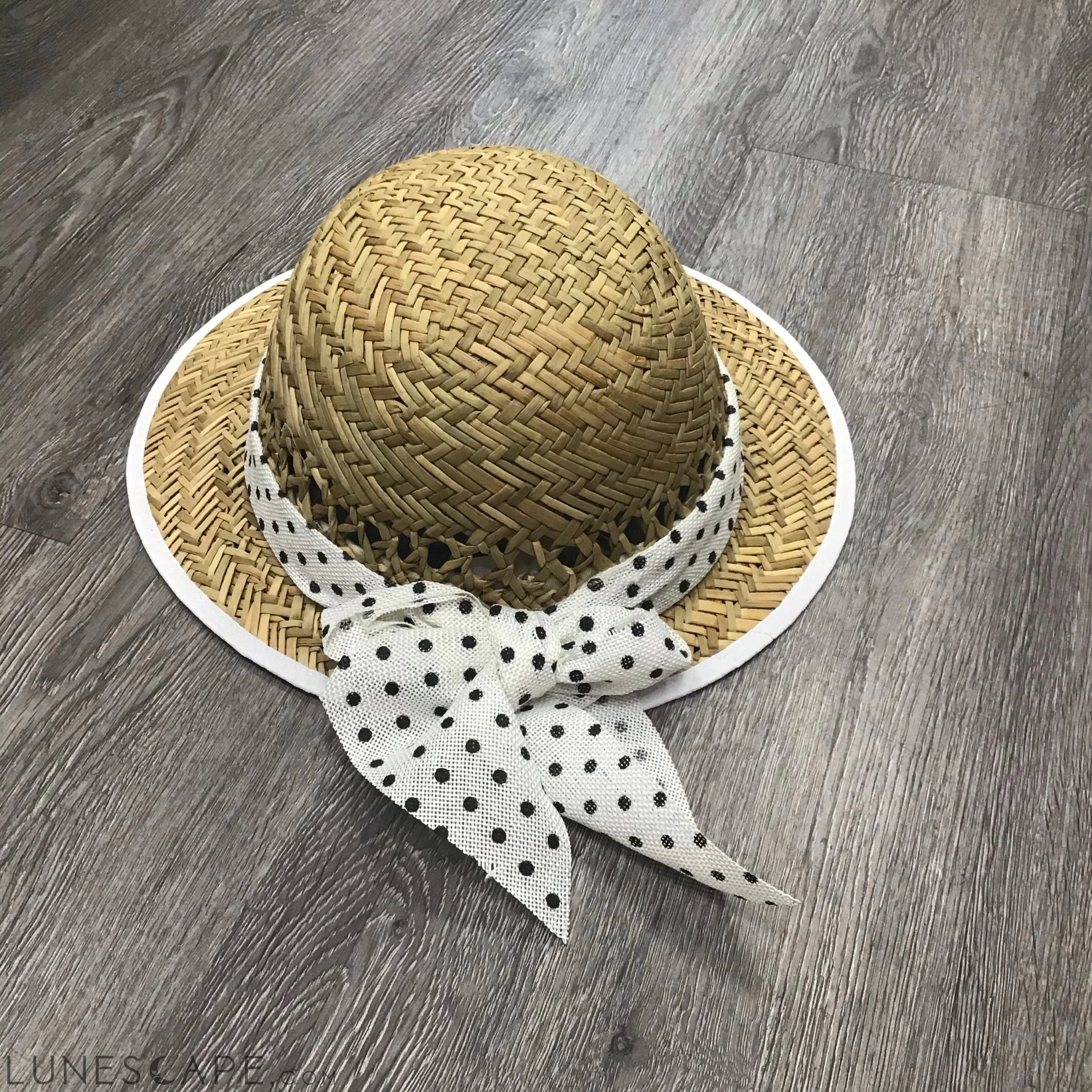 Polka Dot Bow Straw Visor LUNESCAPE