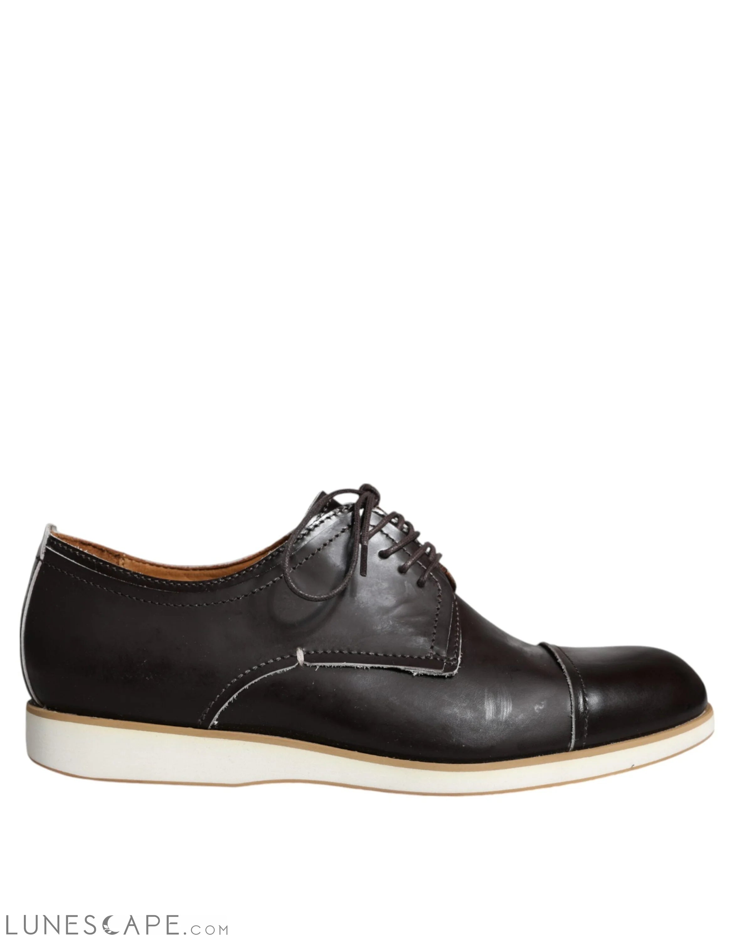 Pollini Black White Leather Lace Up Men Dress Formal Shoes LUNESCAPE