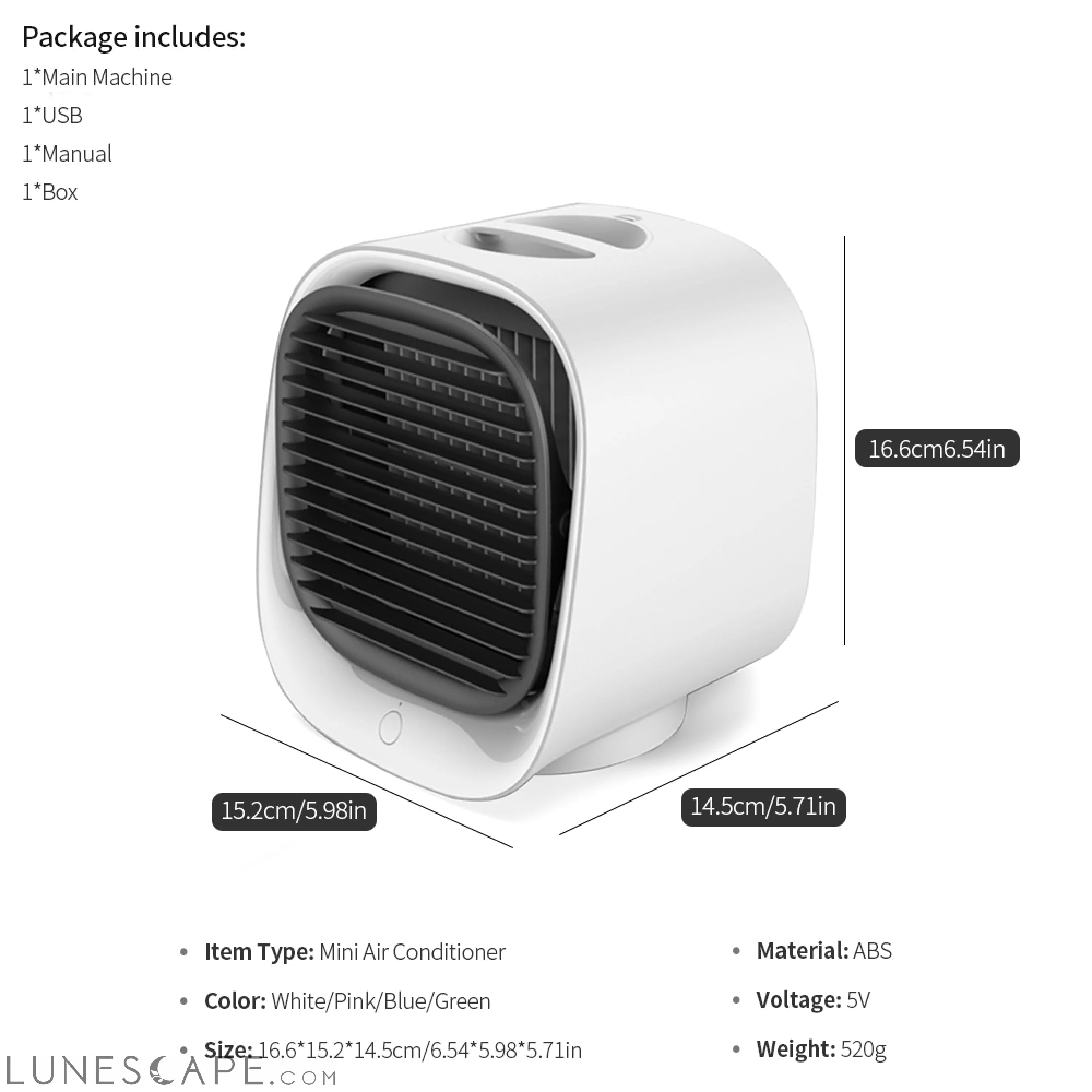 Portable USB Air Cooler Fan Mini Desktop Air Conditioner LUNESCAPE