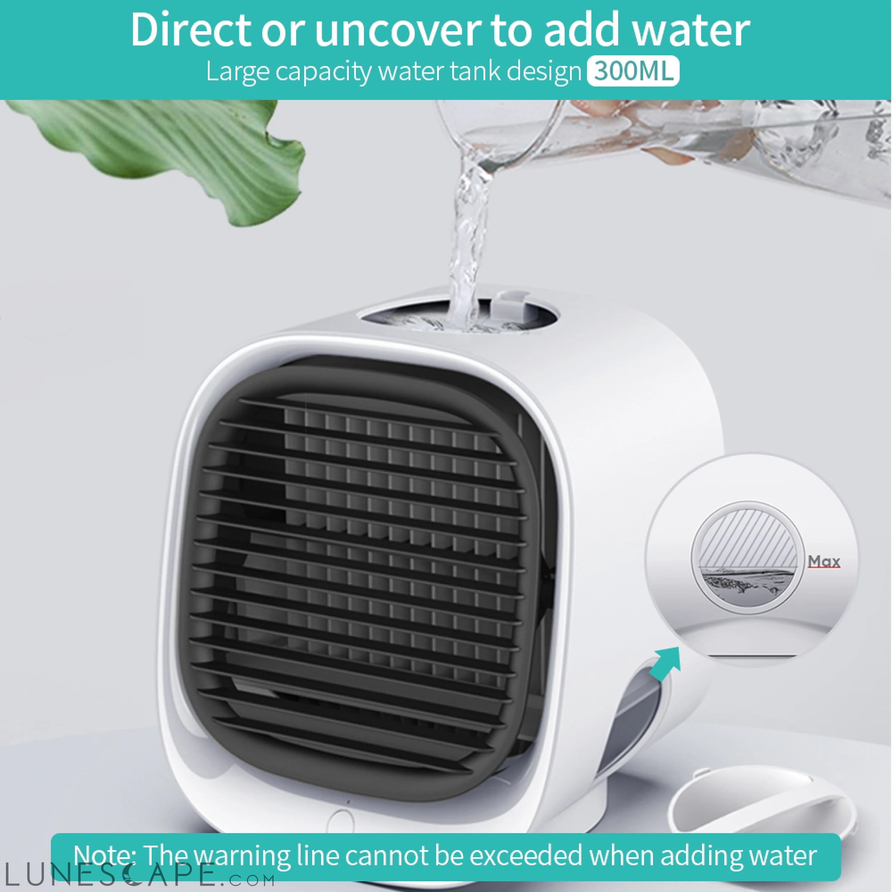 Portable USB Air Cooler Fan Mini Desktop Air Conditioner LUNESCAPE