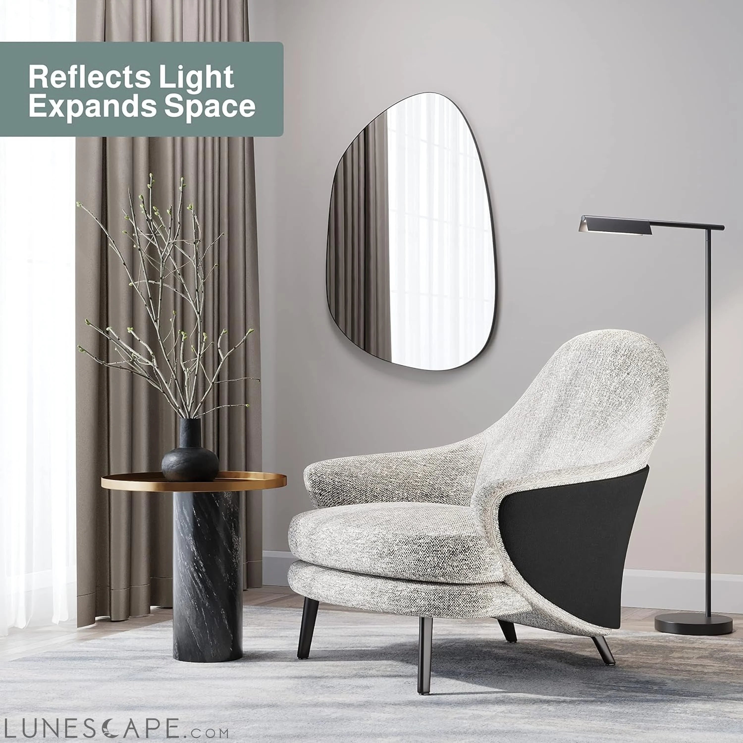 Premium 24 X 36 Asymmetrical Irregular Wall Mirror - Superior LUNESCAPE