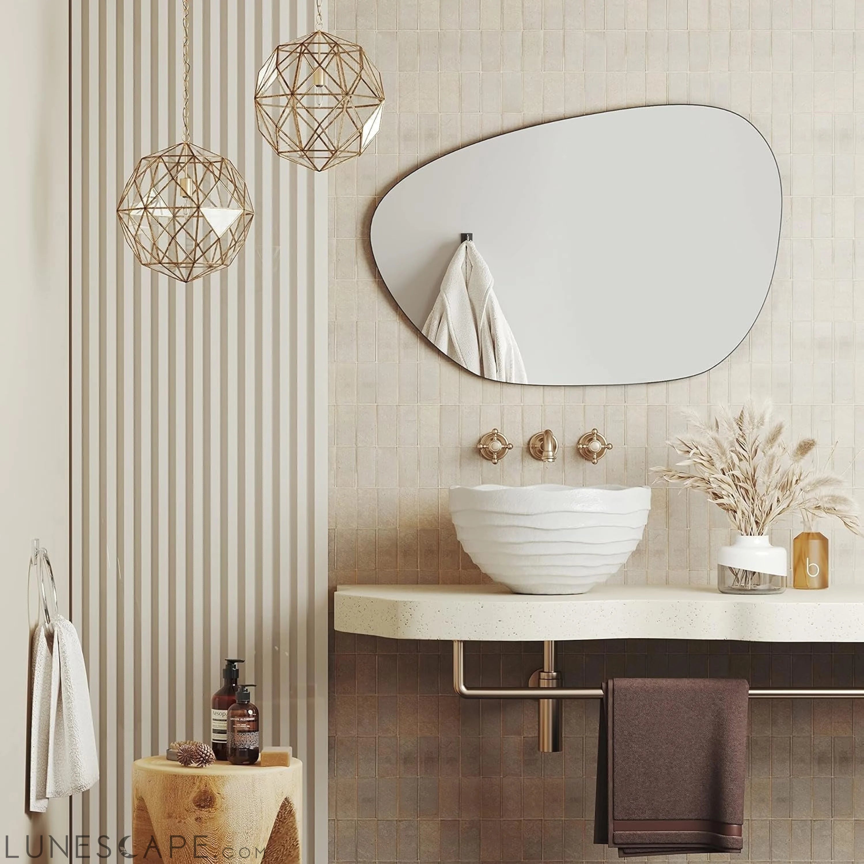 Premium 24 X 36 Asymmetrical Irregular Wall Mirror - Superior LUNESCAPE