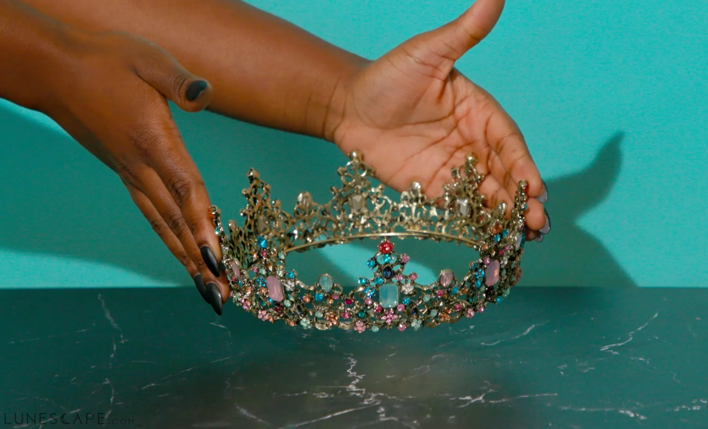Princess of Pastels Luxe Tiara Crown | Royalty Crown Party or Bridal LUNESCAPE