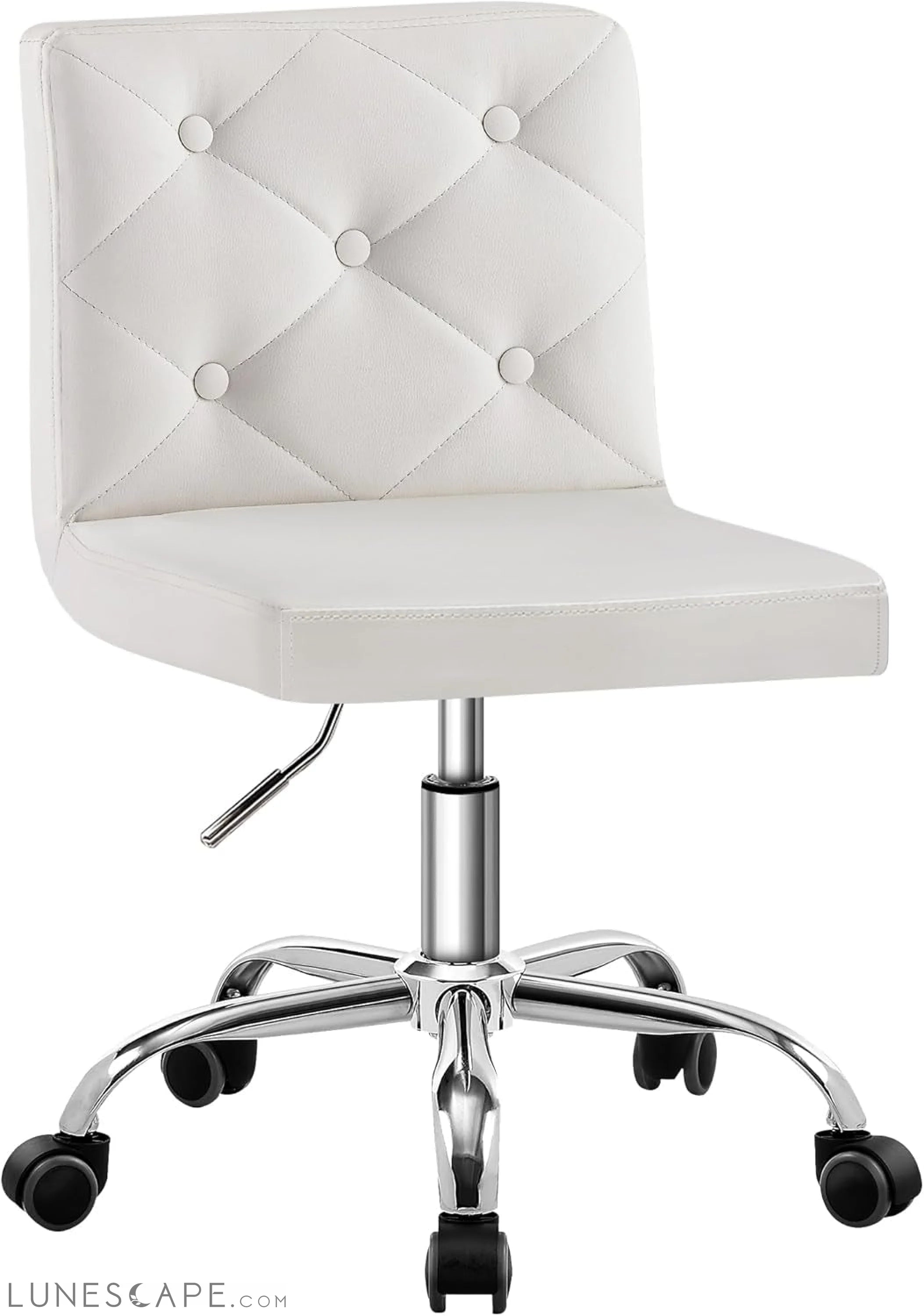 PU Leather Mid-Back Armless Desk Chair Adjustable Height 360° Rolling LUNESCAPE