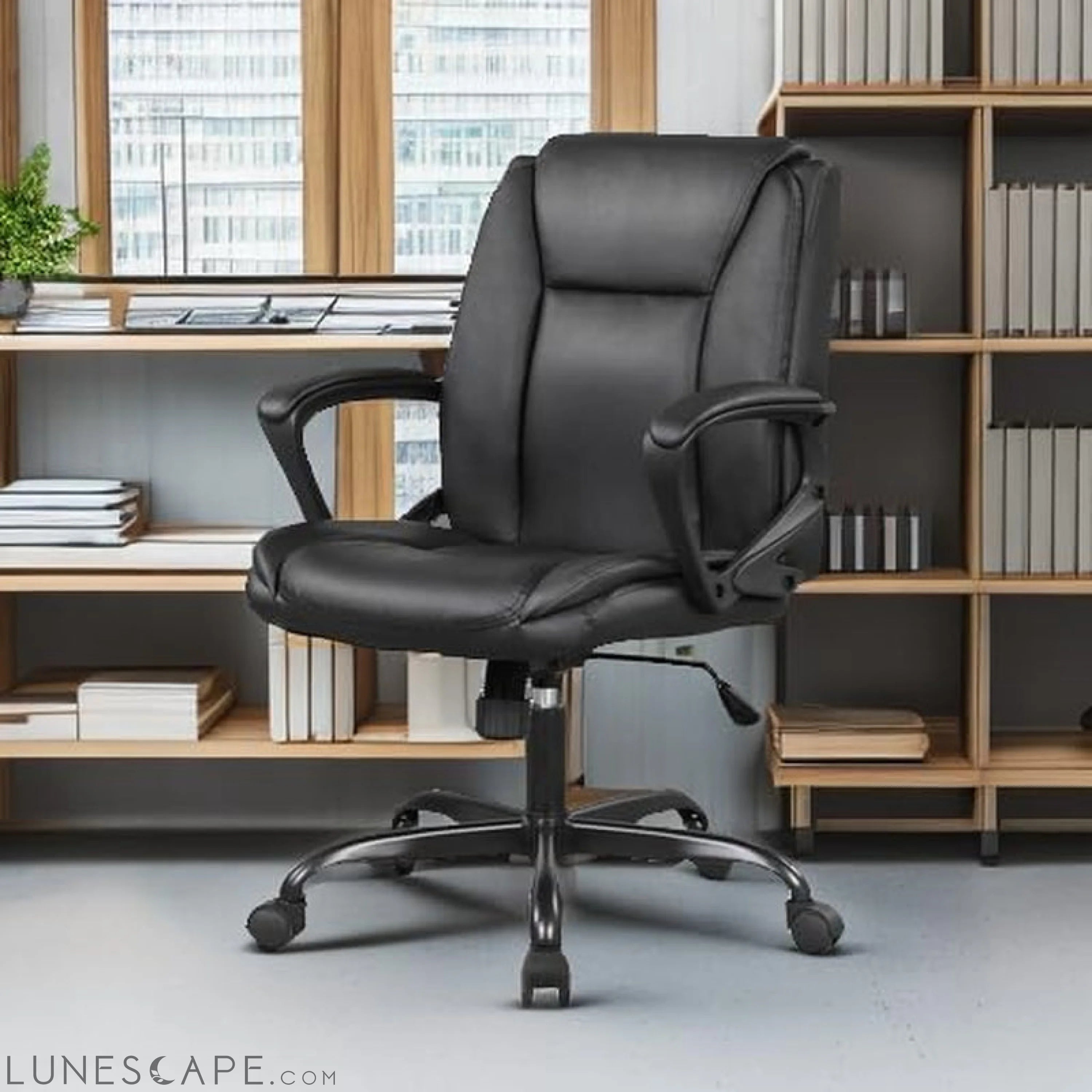 PU Leather Task Chair Home Office Chair Ergonomic Desk Chair with LUNESCAPE