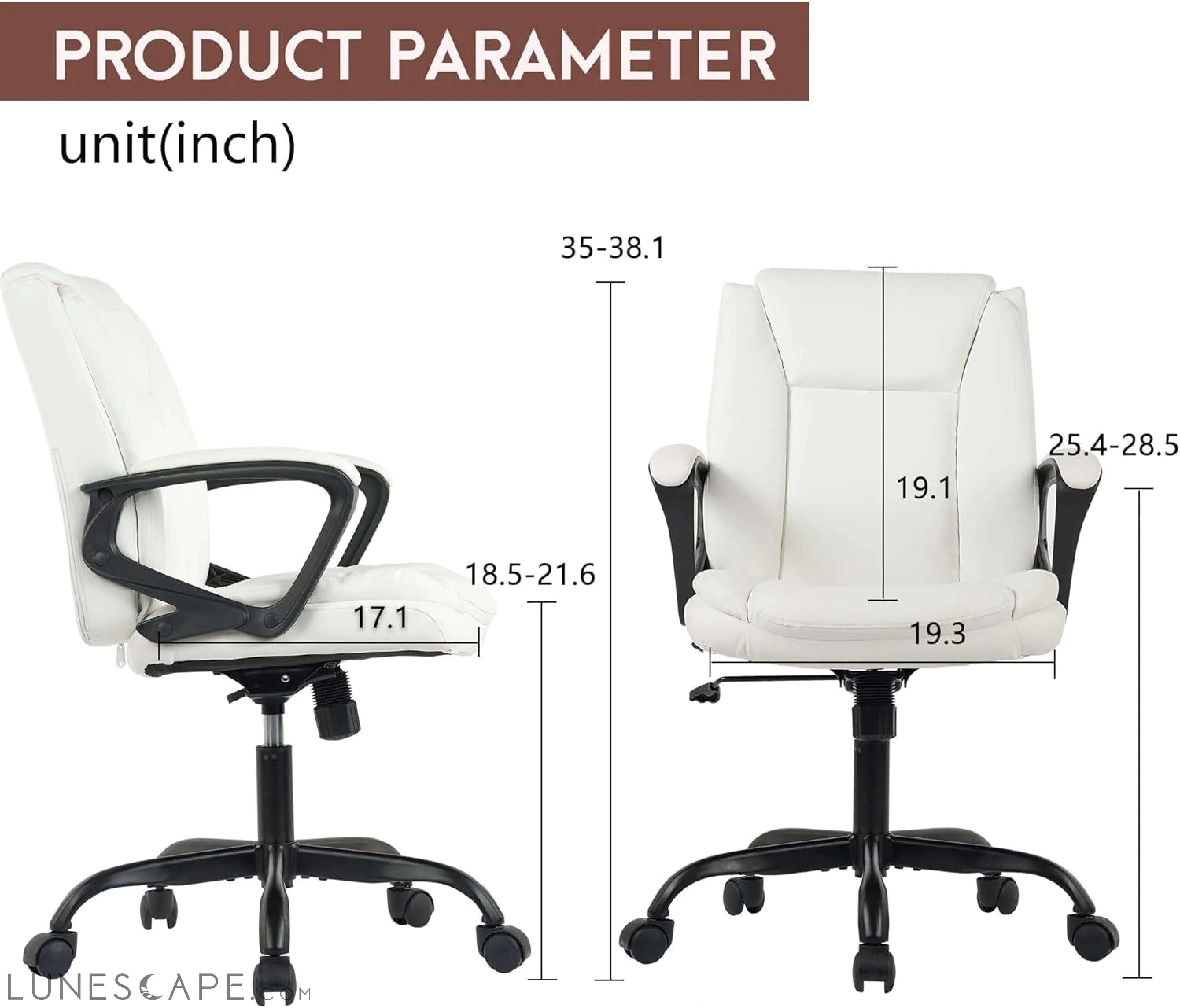 PU Leather Task Chair Home Office Chair Ergonomic Desk Chair with LUNESCAPE