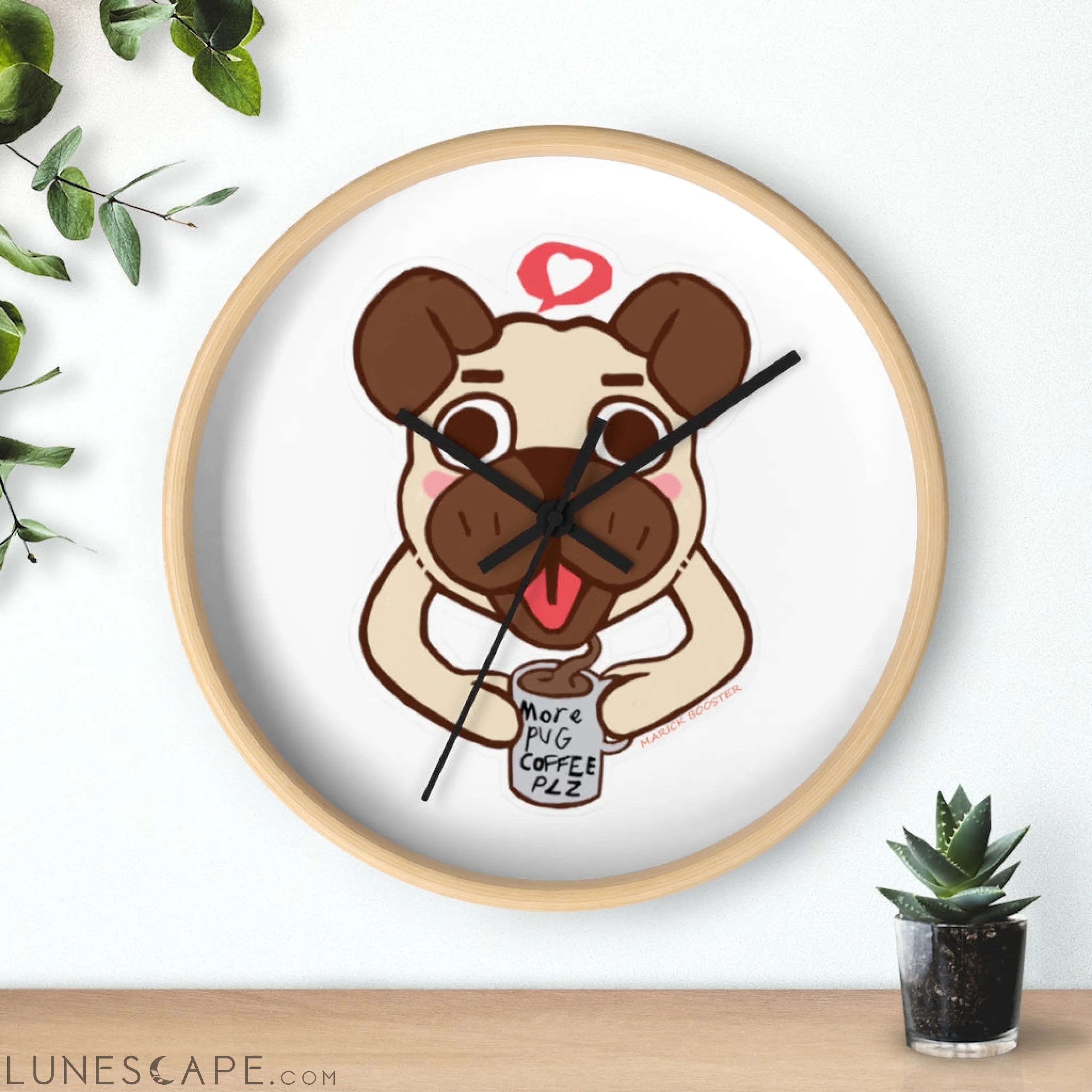 Pug Wall clock LUNESCAPE