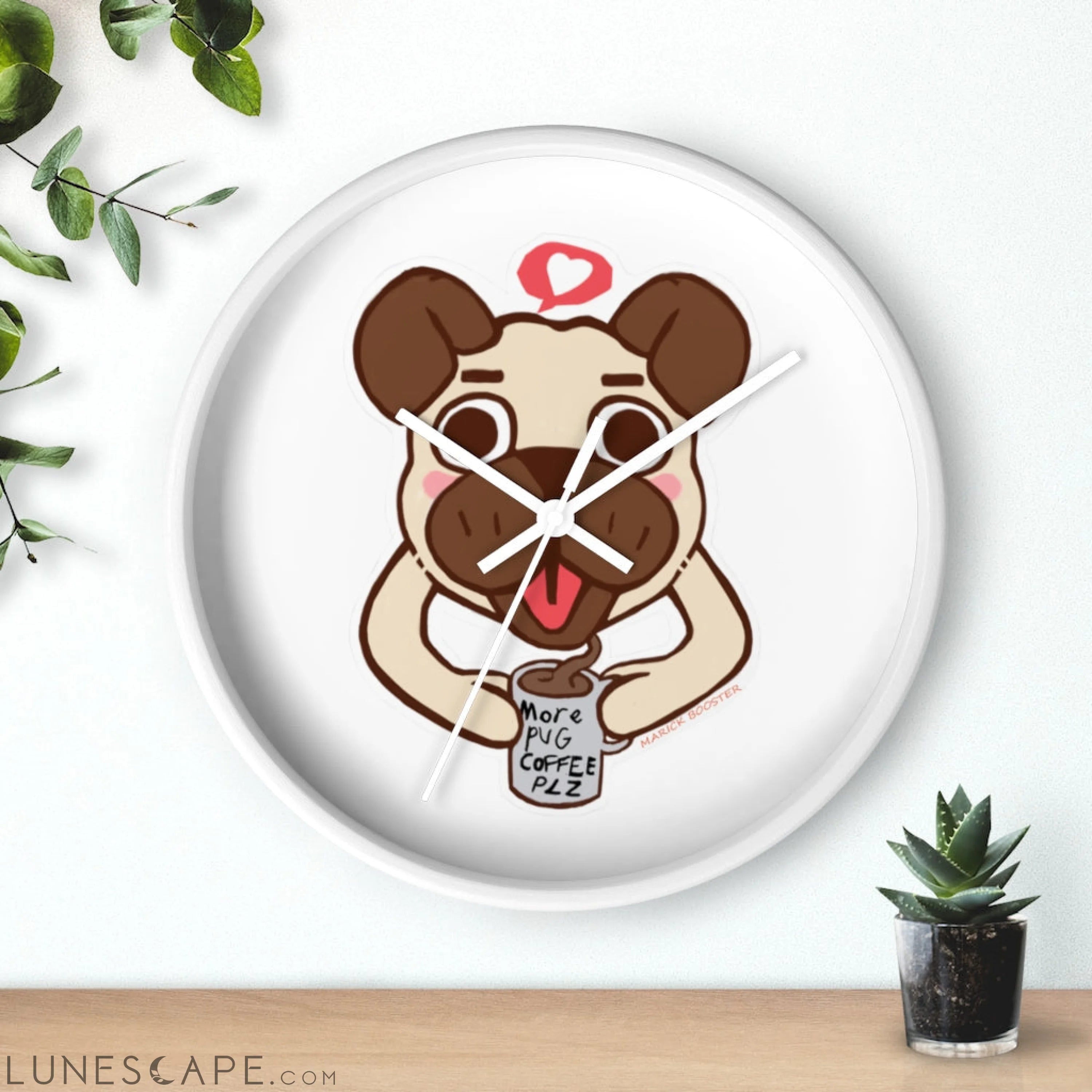 Pug Wall clock LUNESCAPE