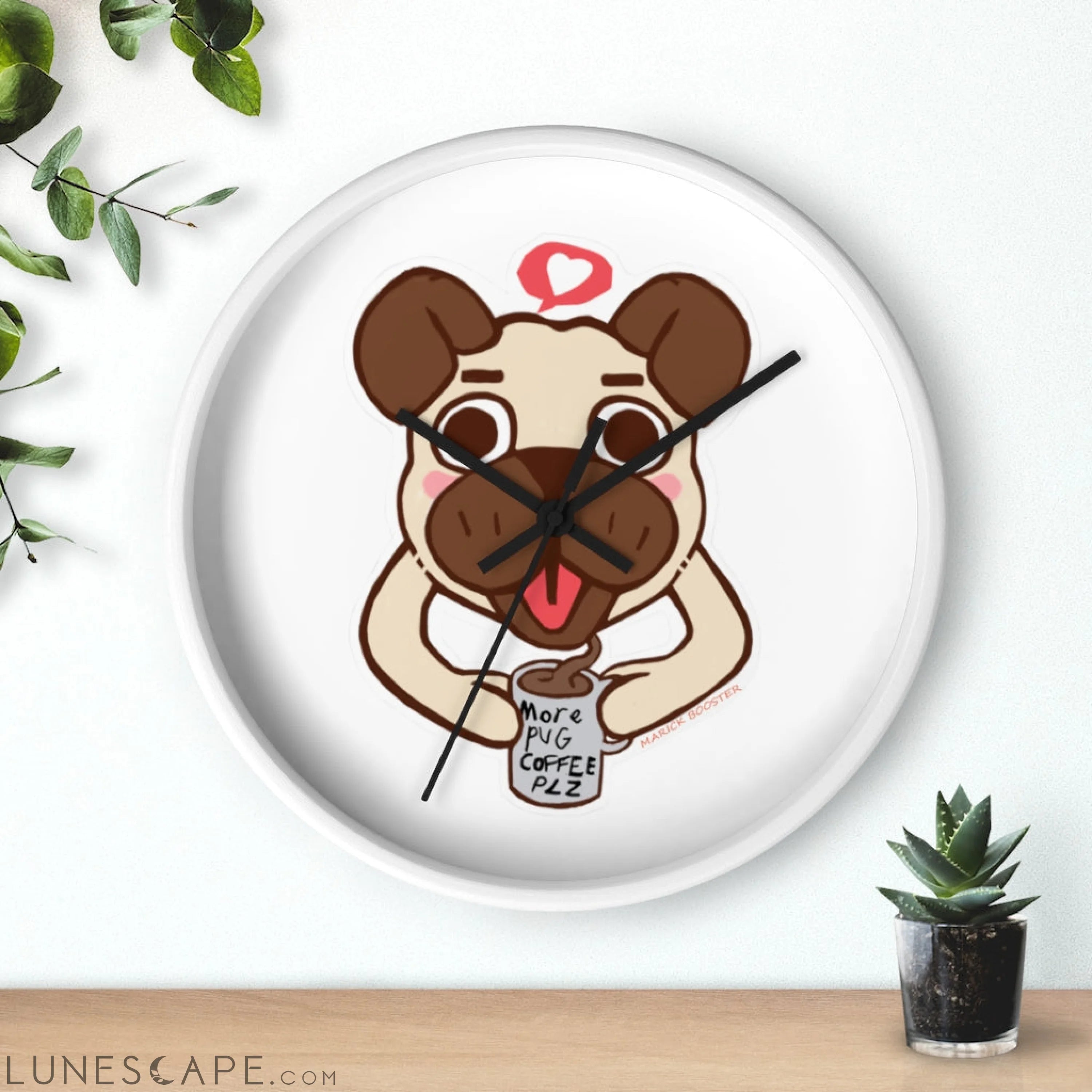 Pug Wall clock LUNESCAPE