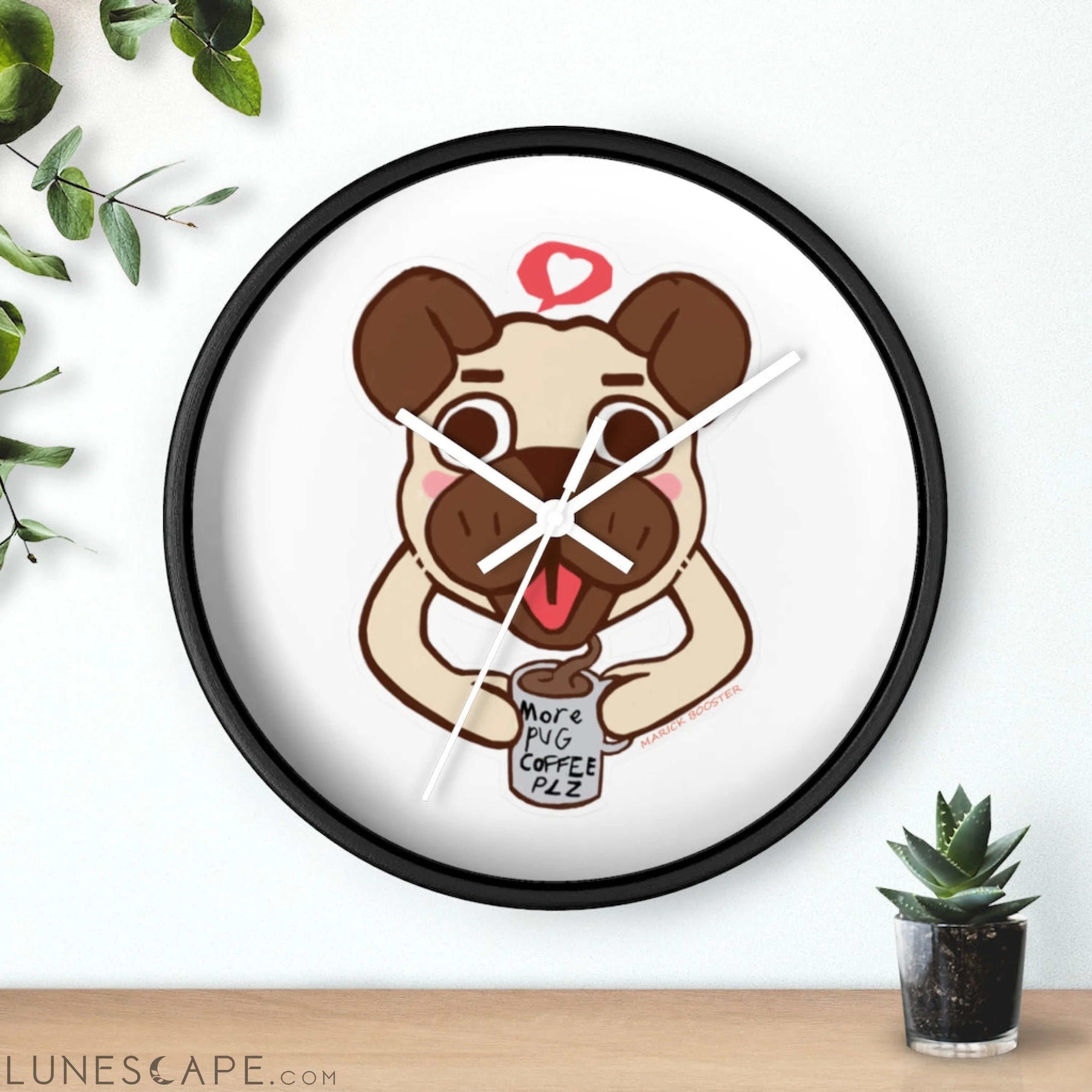 Pug Wall clock LUNESCAPE