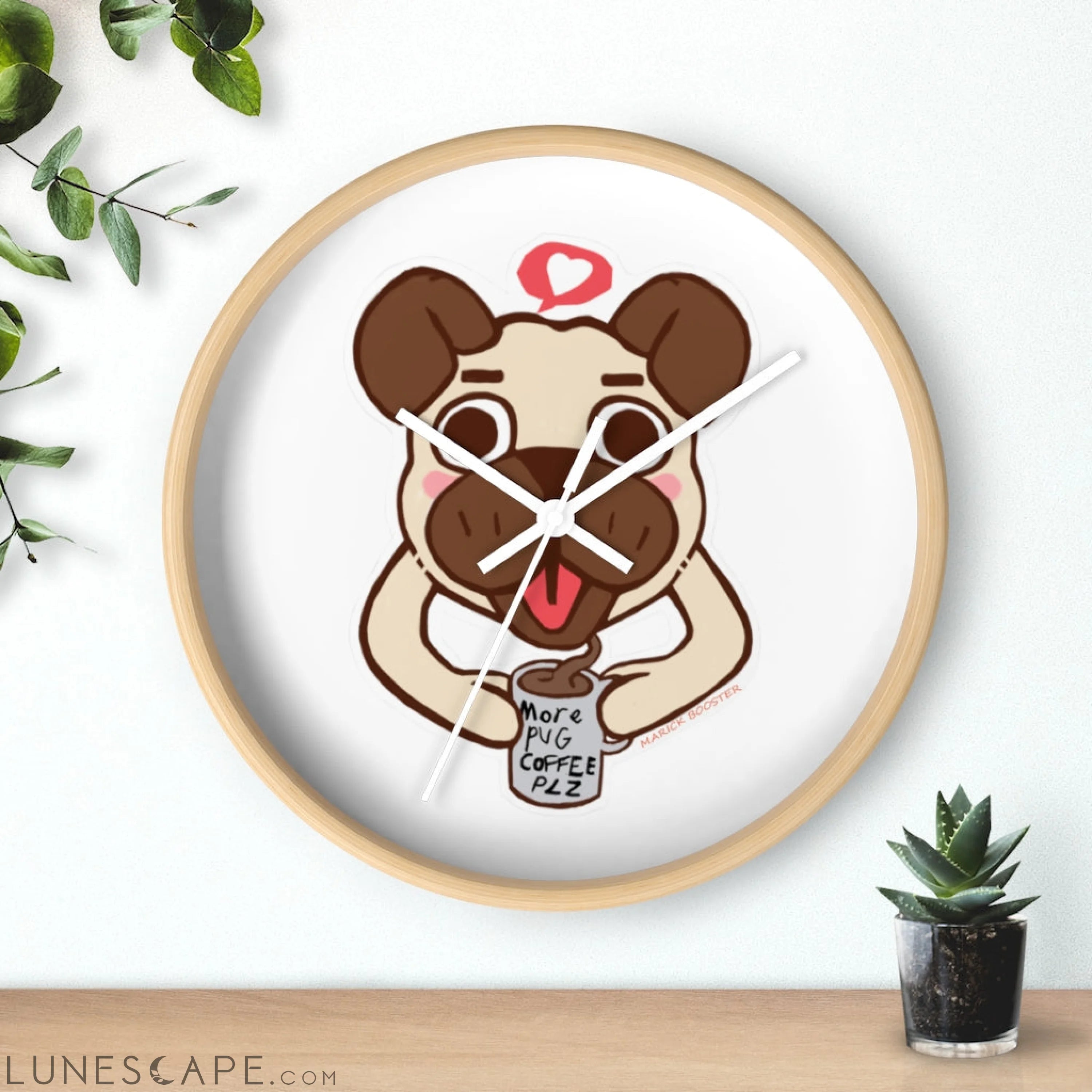 Pug Wall clock LUNESCAPE