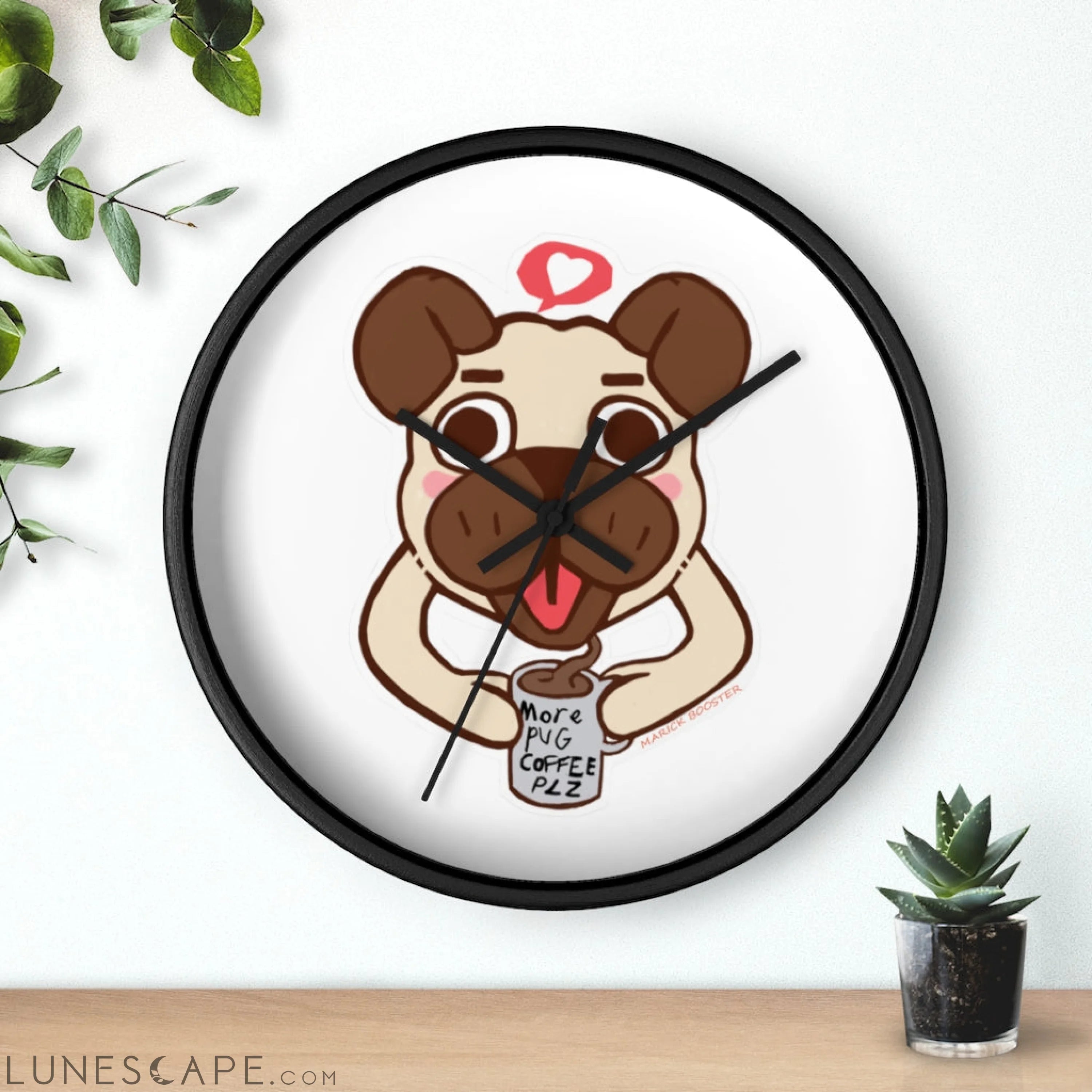 Pug Wall clock LUNESCAPE