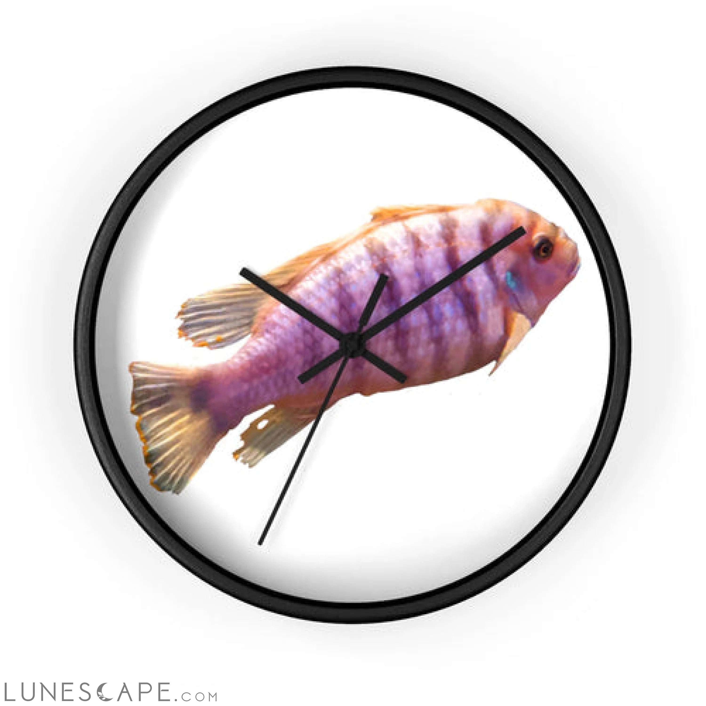 Purple Fish Wall clock LUNESCAPE