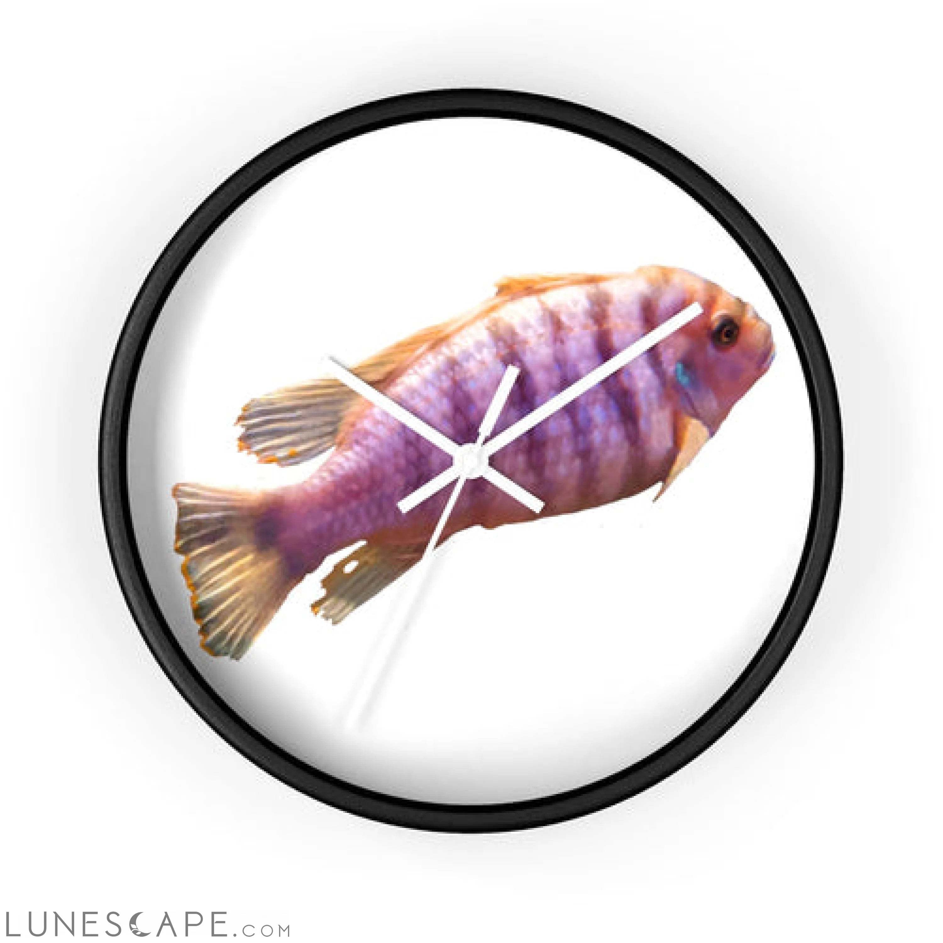 Purple Fish Wall clock LUNESCAPE