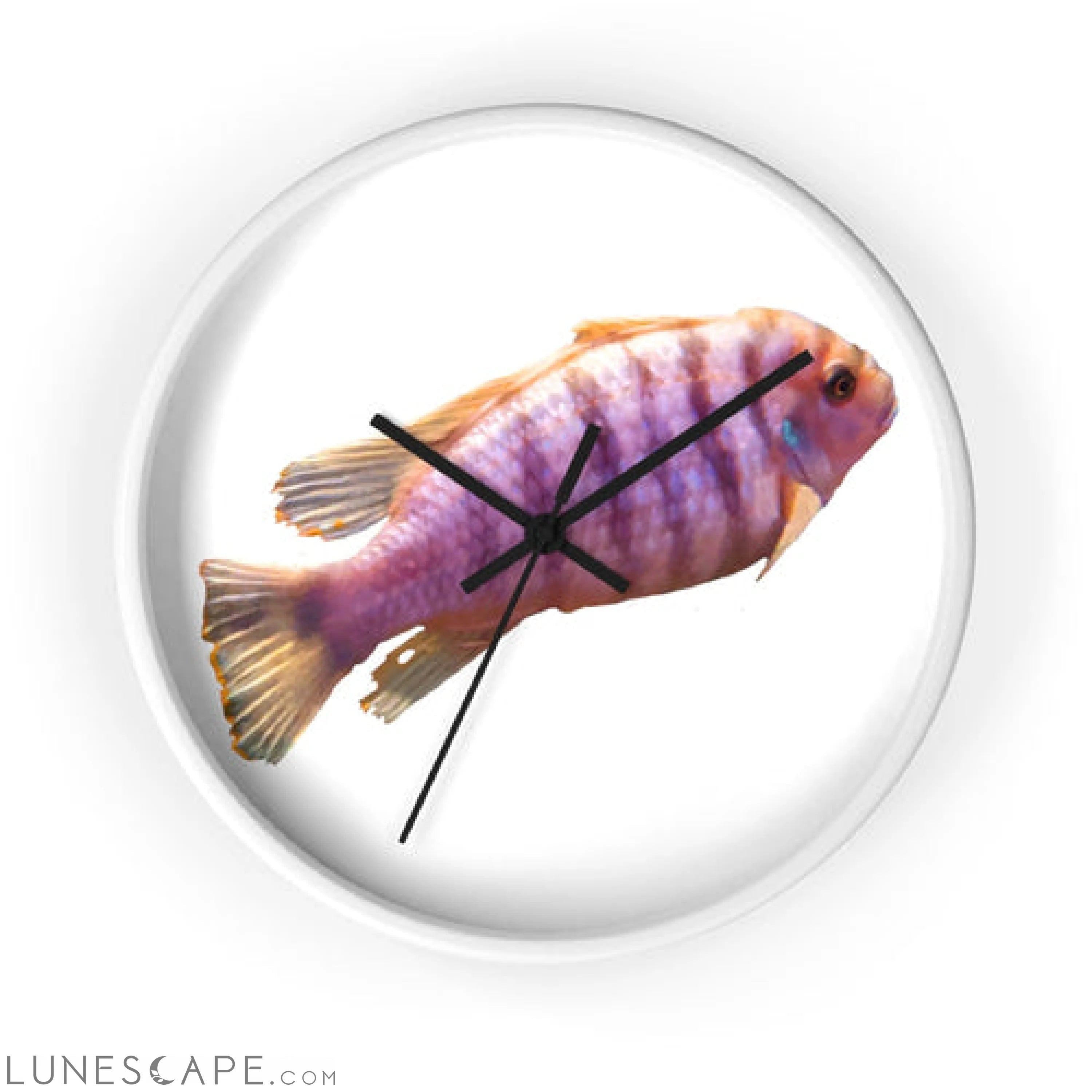 Purple Fish Wall clock LUNESCAPE