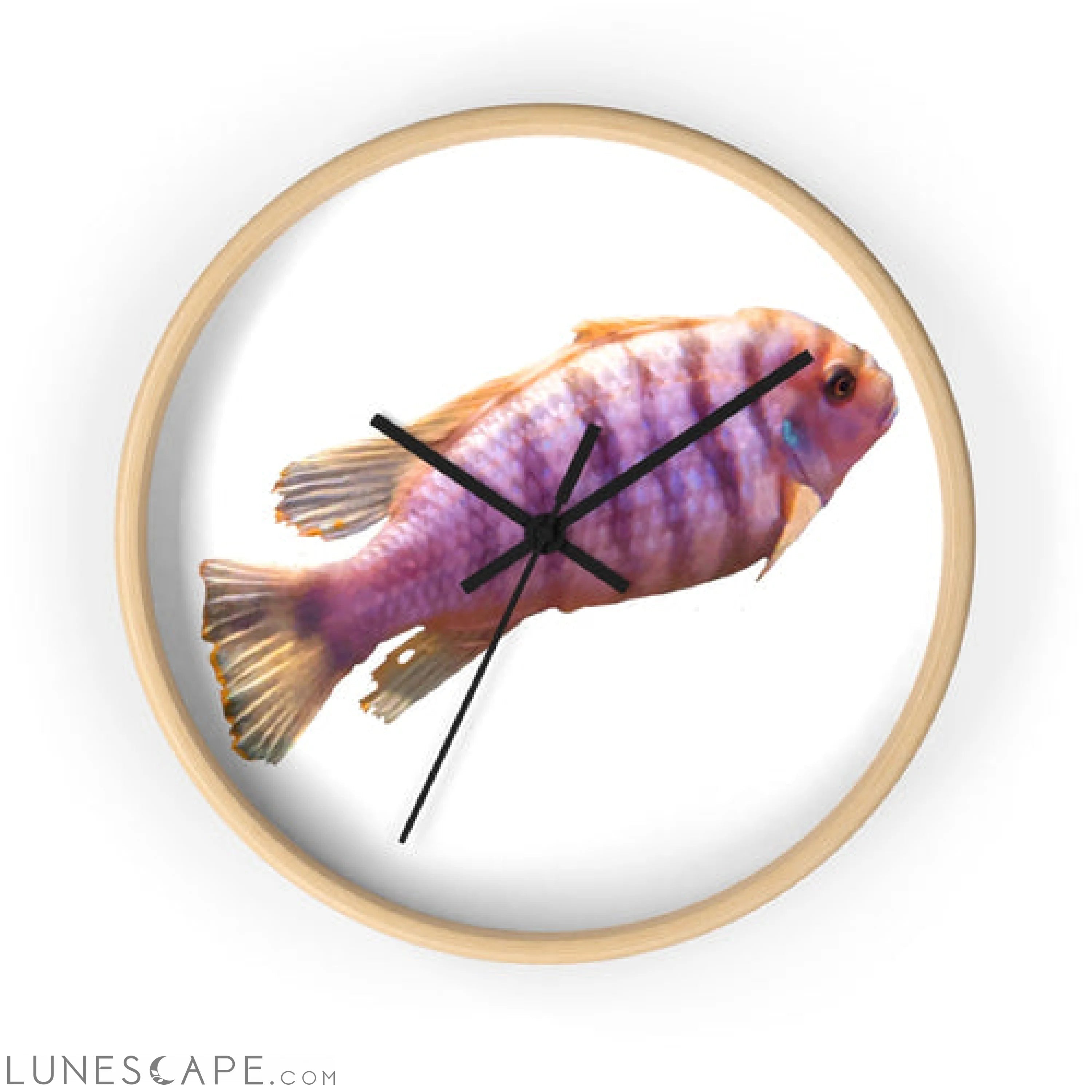 Purple Fish Wall clock LUNESCAPE