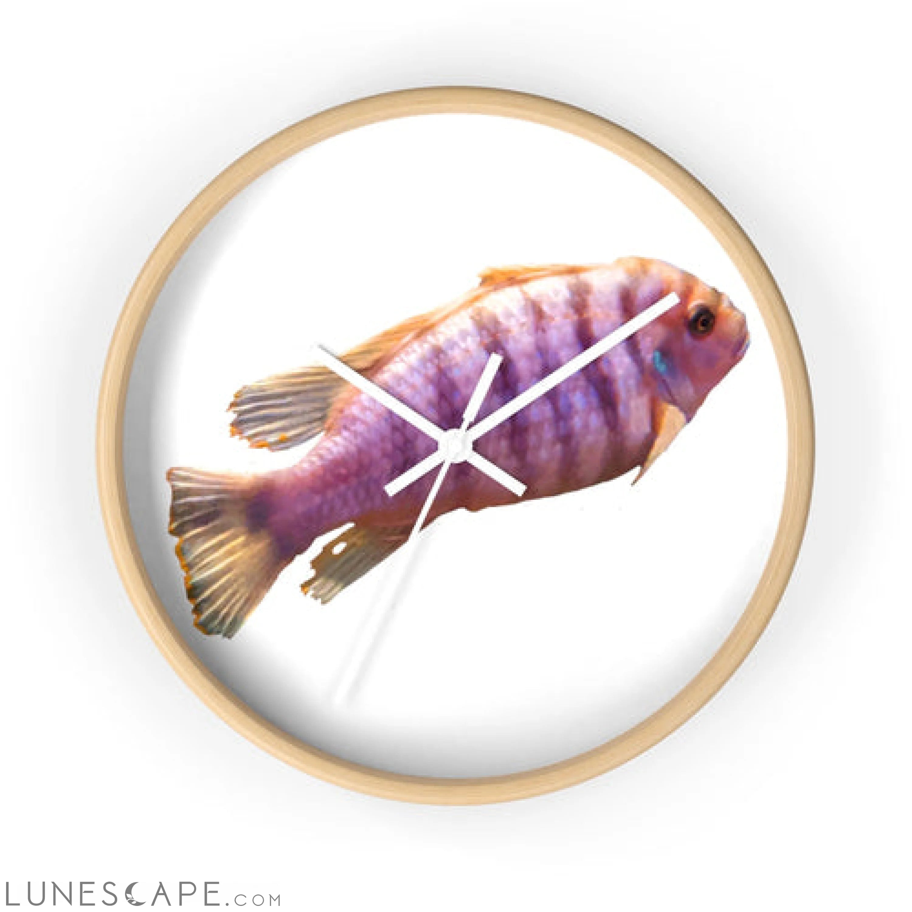 Purple Fish Wall clock LUNESCAPE