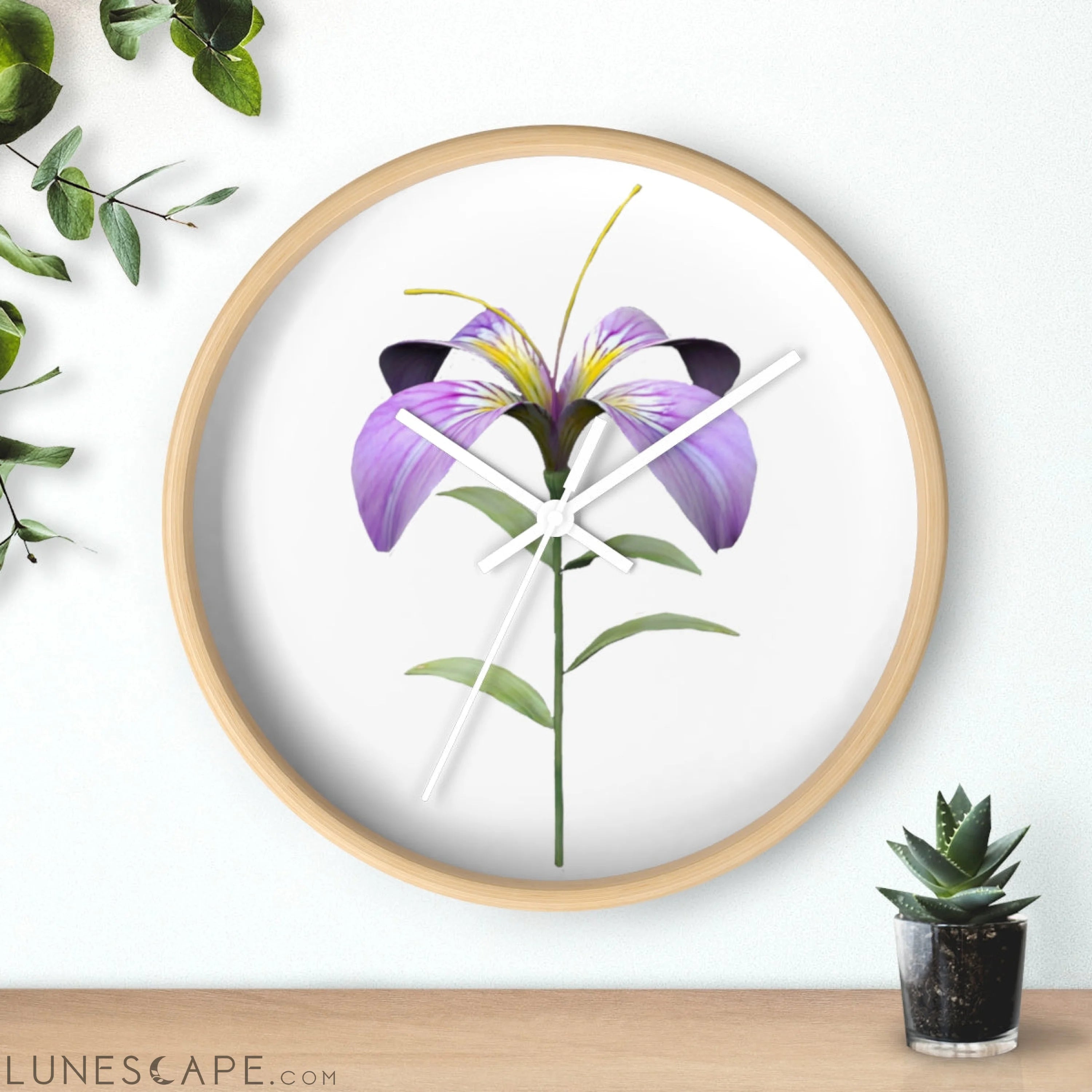 Purple Flower Wall clock LUNESCAPE