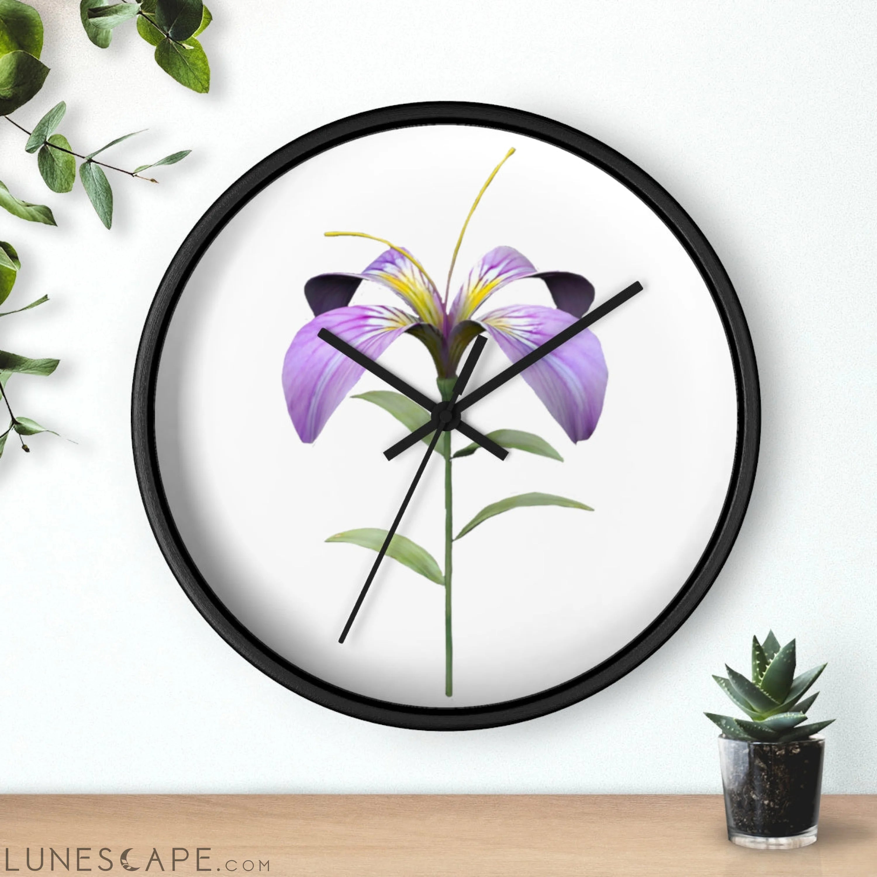 Purple Flower Wall clock LUNESCAPE