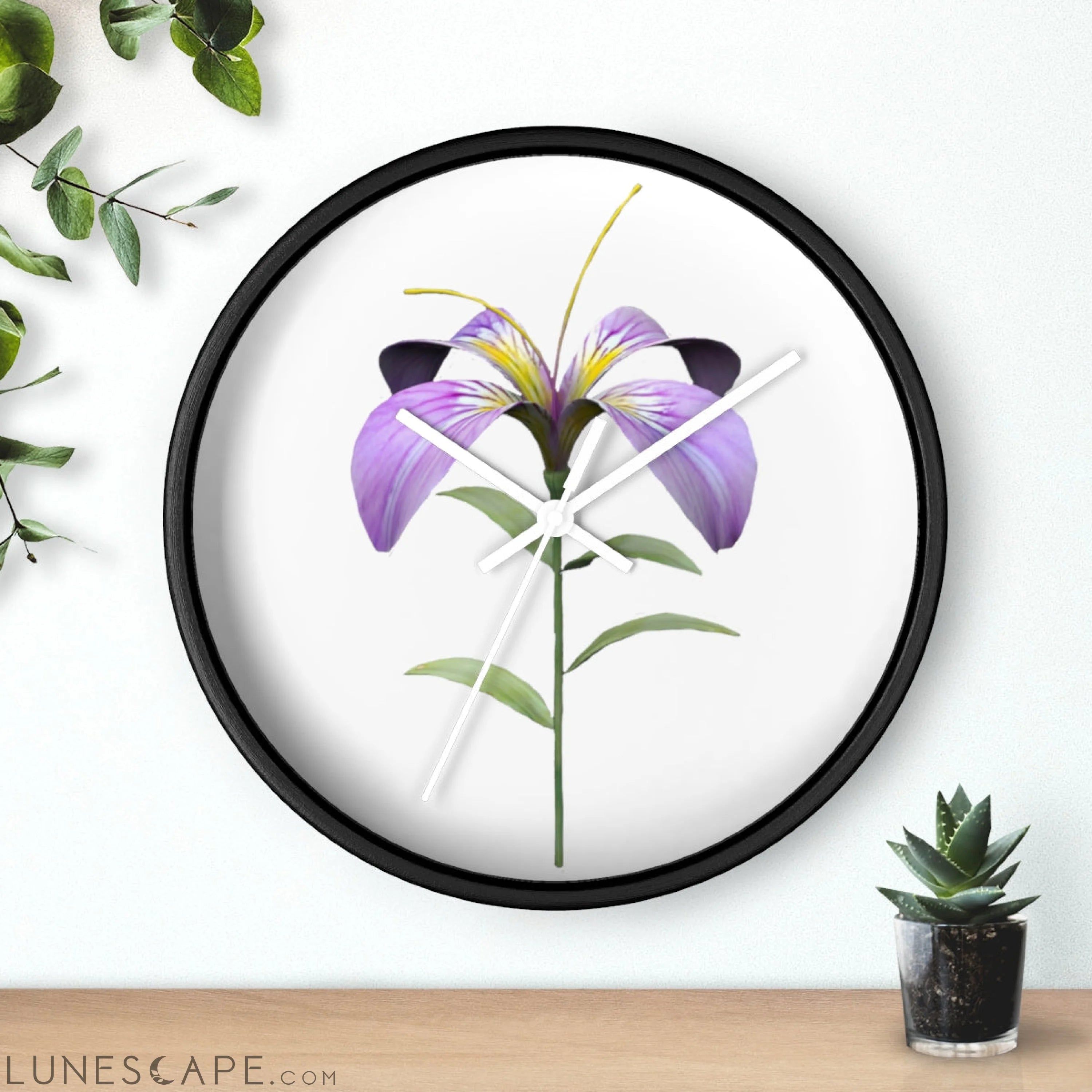 Purple Flower Wall clock LUNESCAPE