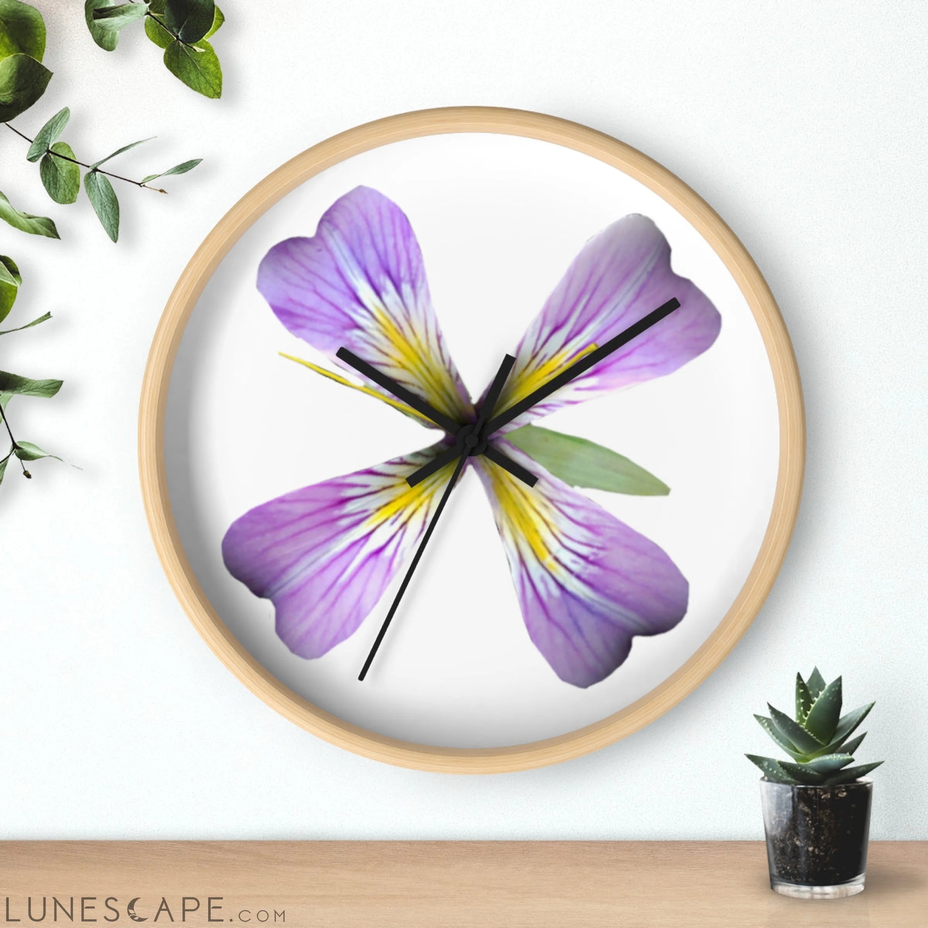 Purple Flower Wall clock LUNESCAPE