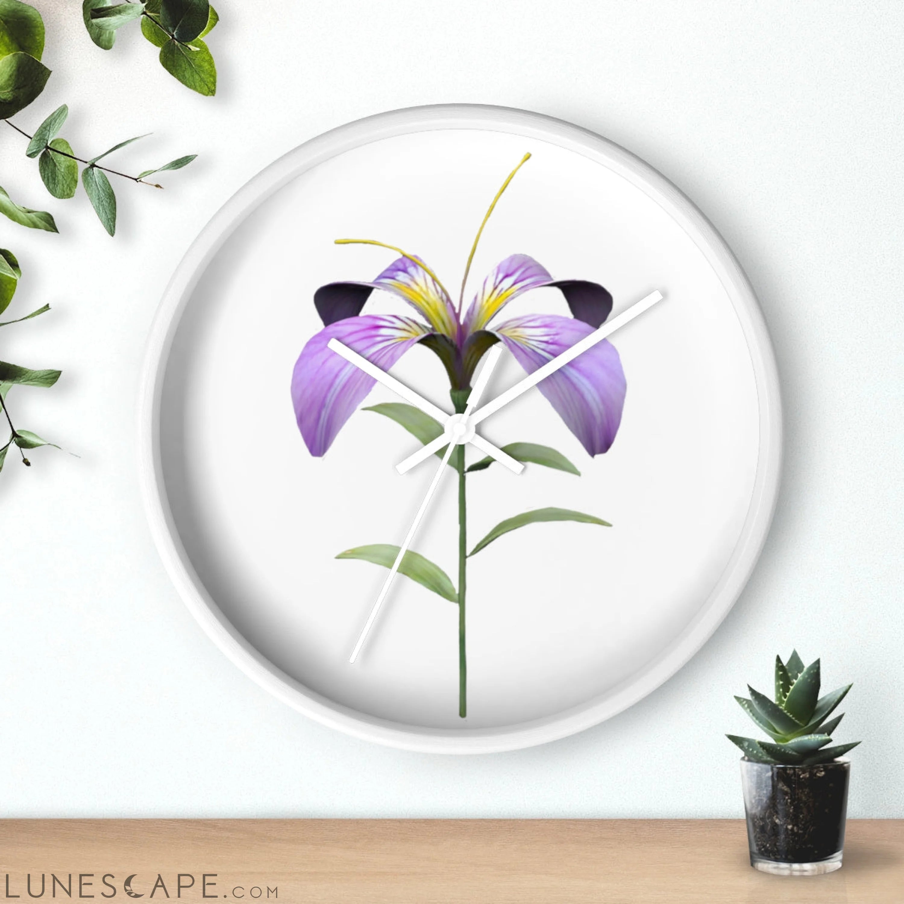 Purple Flower Wall clock LUNESCAPE