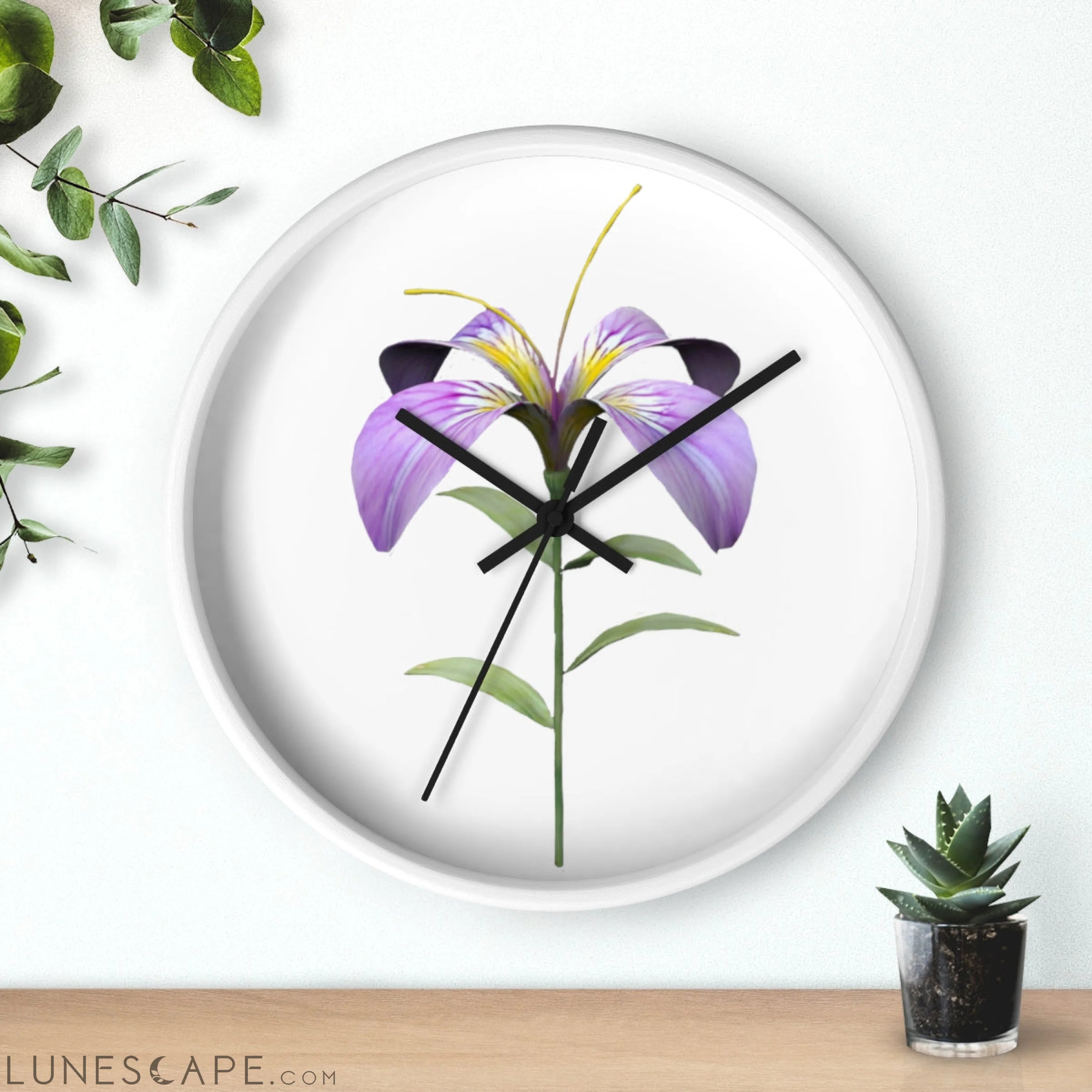 Purple Flower Wall clock LUNESCAPE