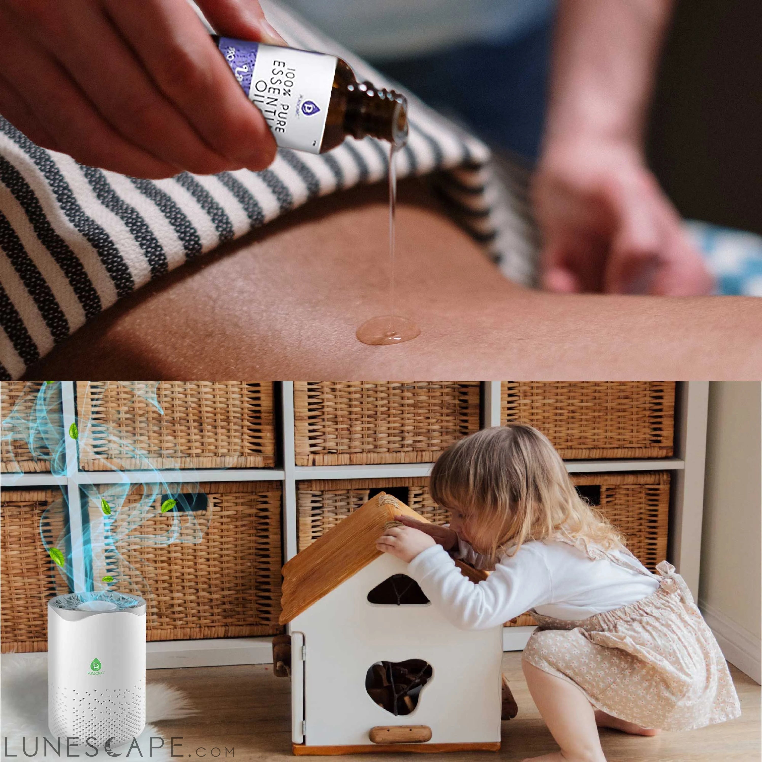 Pursonic Air Purifier with 6-Pack Premium Essential Oils Collection LUNESCAPE