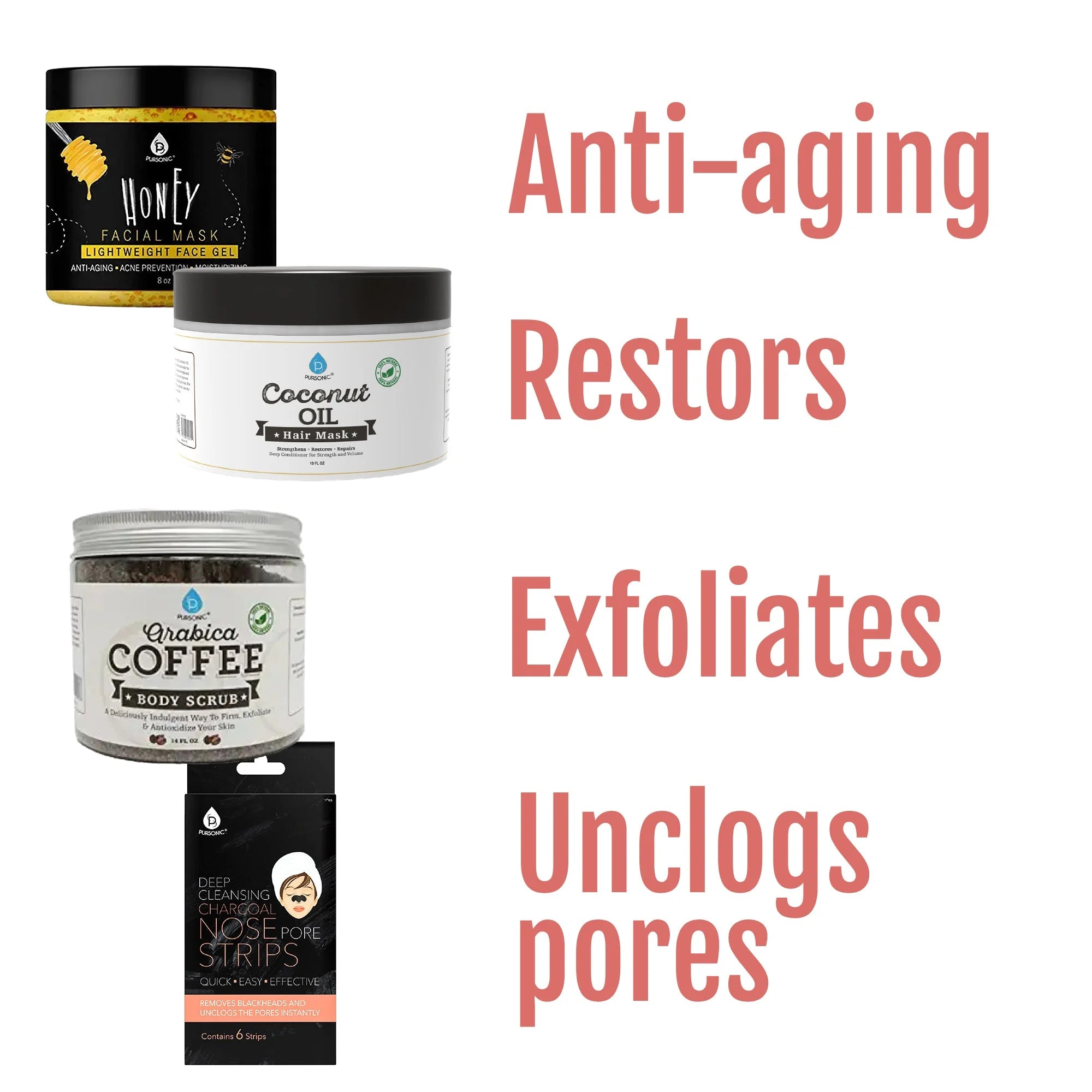 Pursonic Pamper & Glow Gift Bundle (6 pack Deep Cleansing Charcoal LUNESCAPE