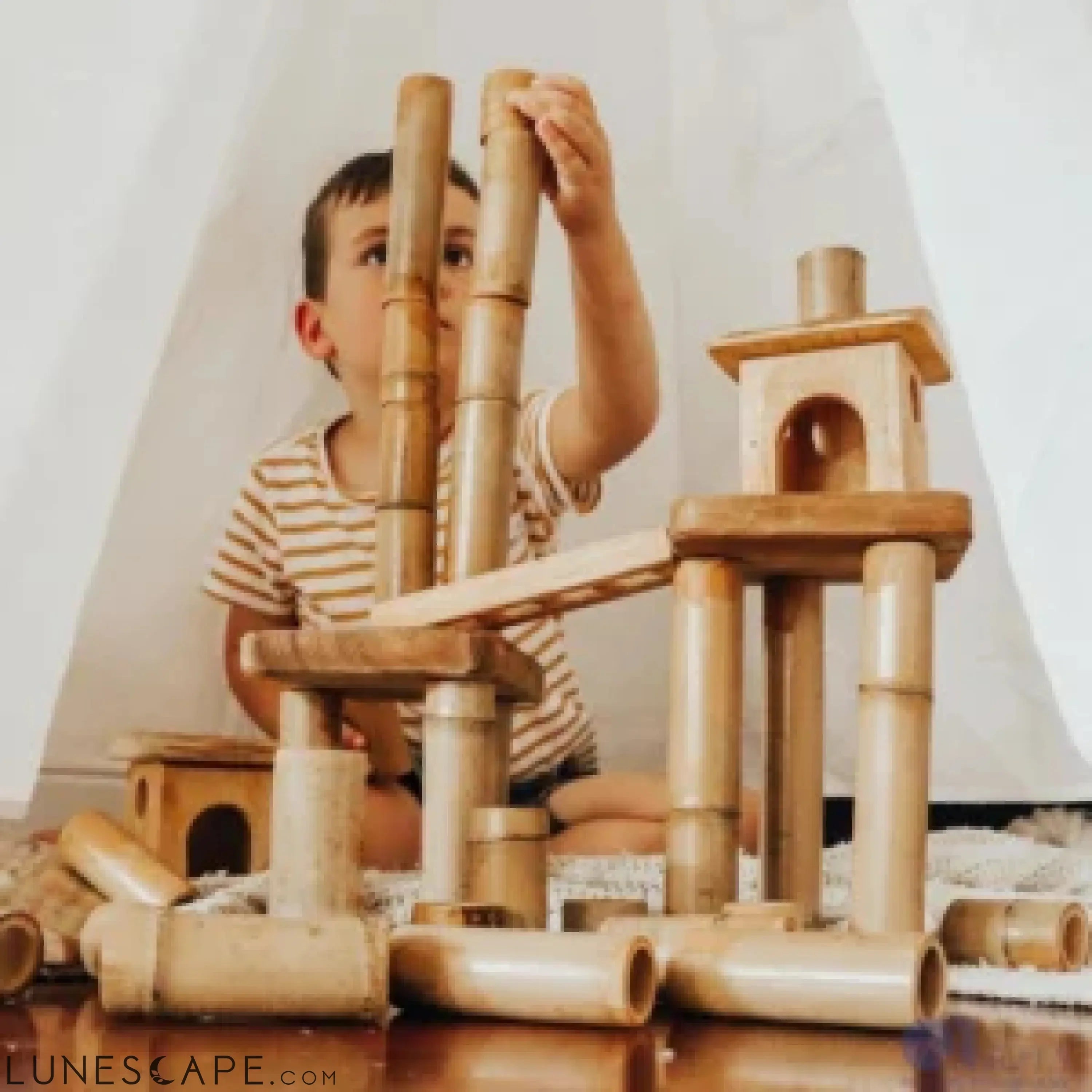 QToys Australia (USA) Bamboo Building Set with Houses LUNESCAPE