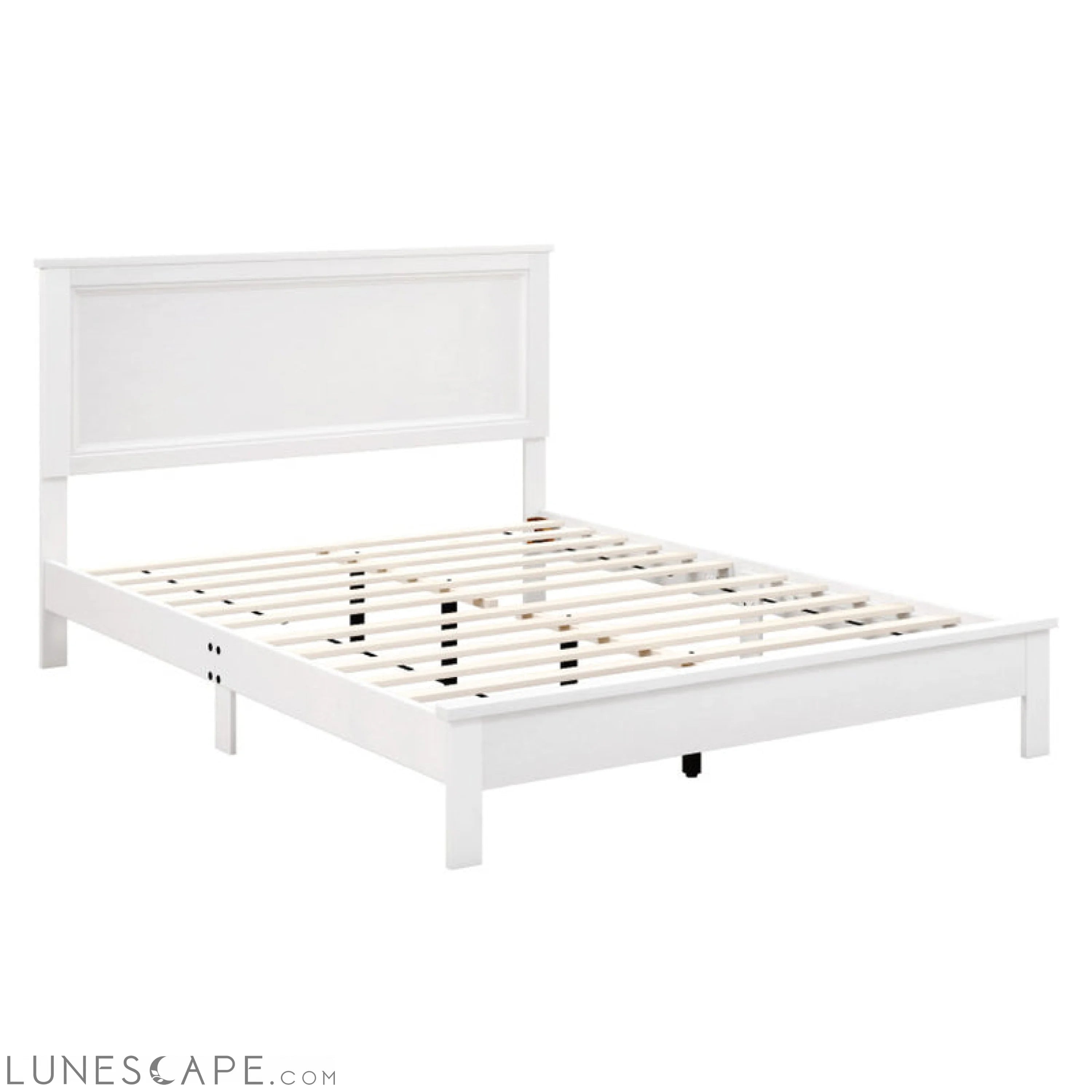 Queen Size Bed Frame Platform Slat High Headboard Bedroom with Rubber LUNESCAPE
