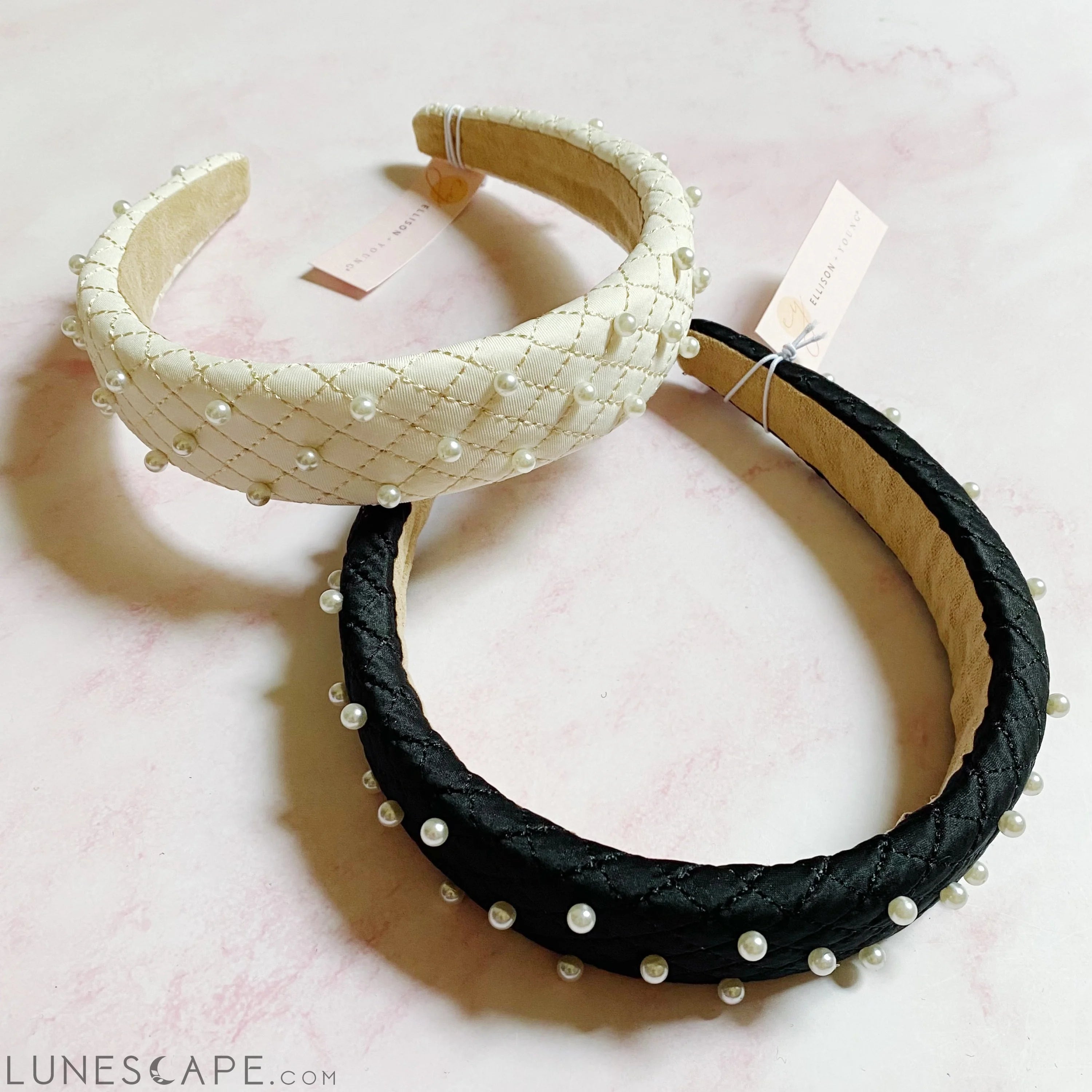 Quilted Elegance Pearl Headband LUNESCAPE