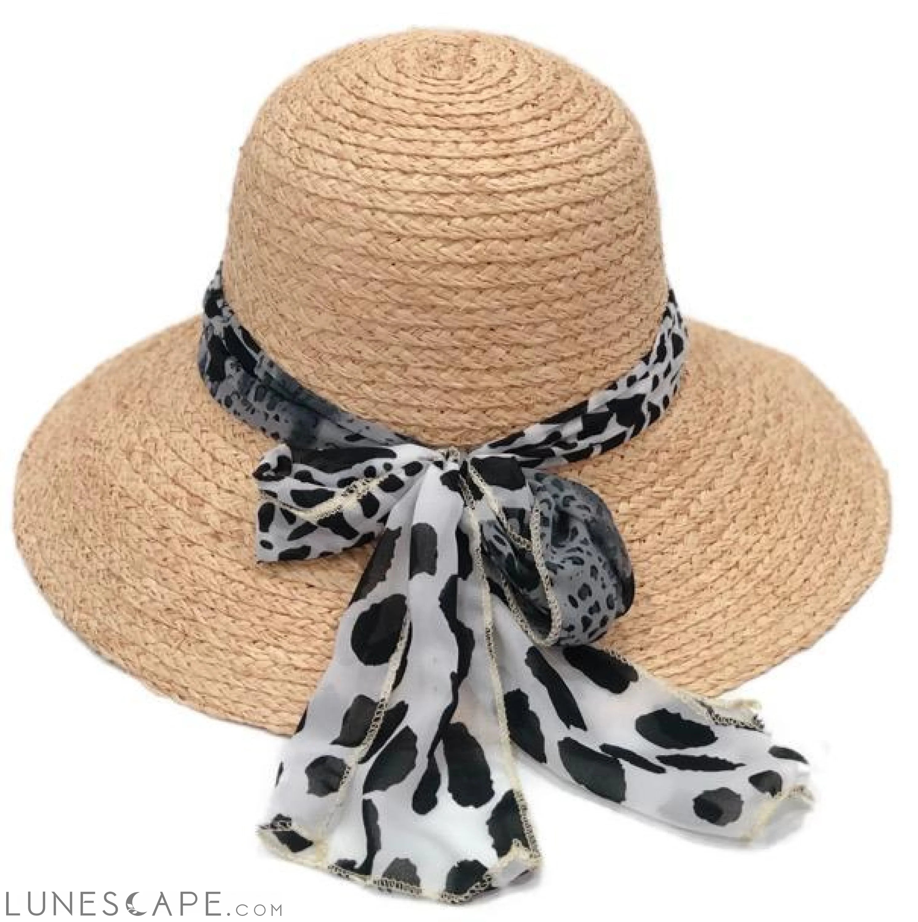 Raffia Leopard Sun Hat LUNESCAPE