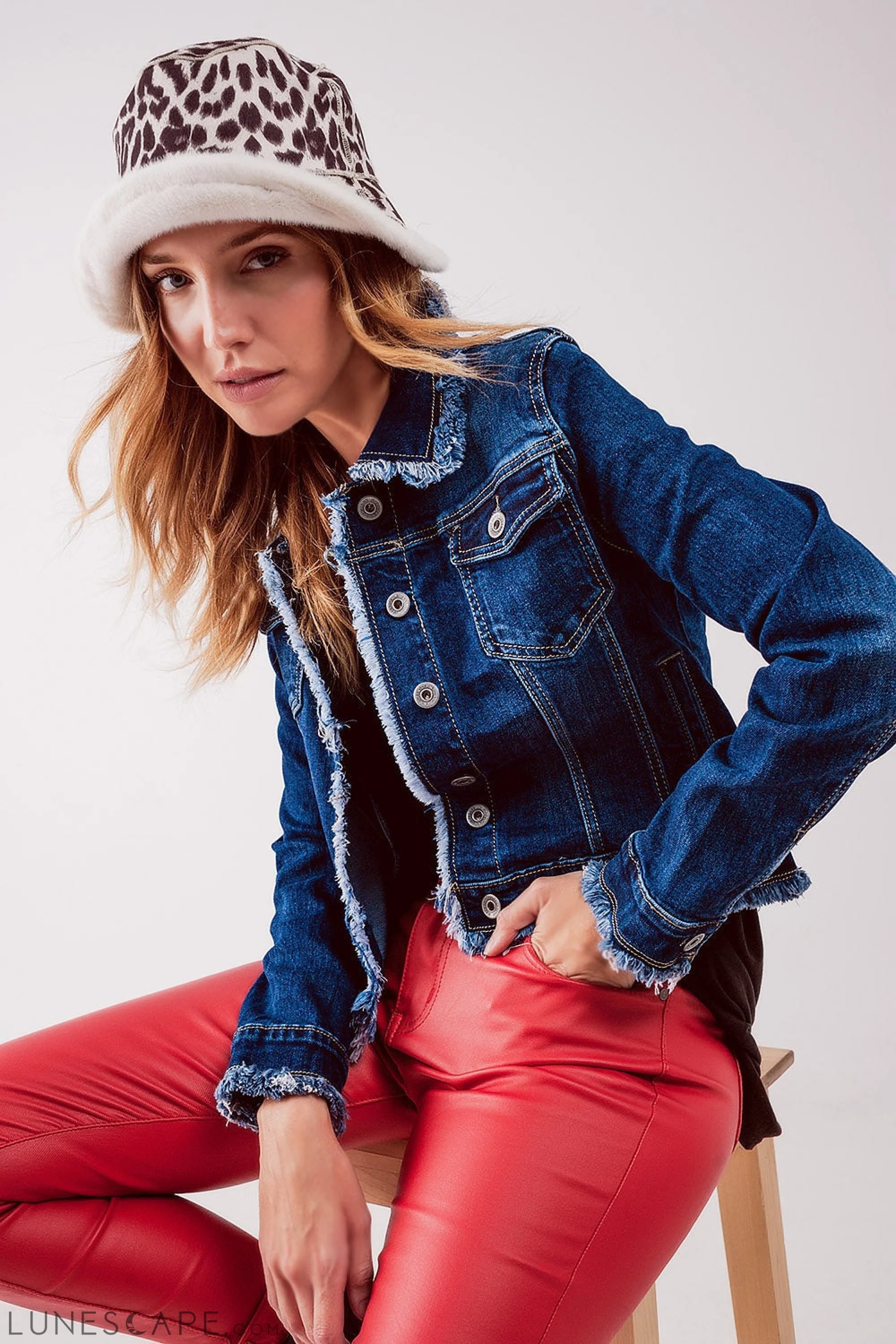 Raw Denim Jacket in Mid Blue LUNESCAPE