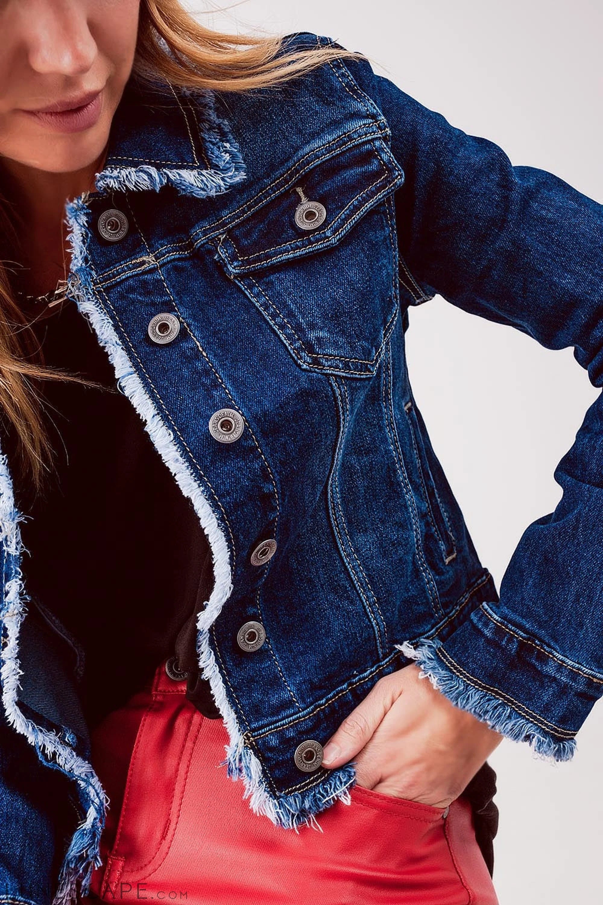 Raw Denim Jacket in Mid Blue LUNESCAPE
