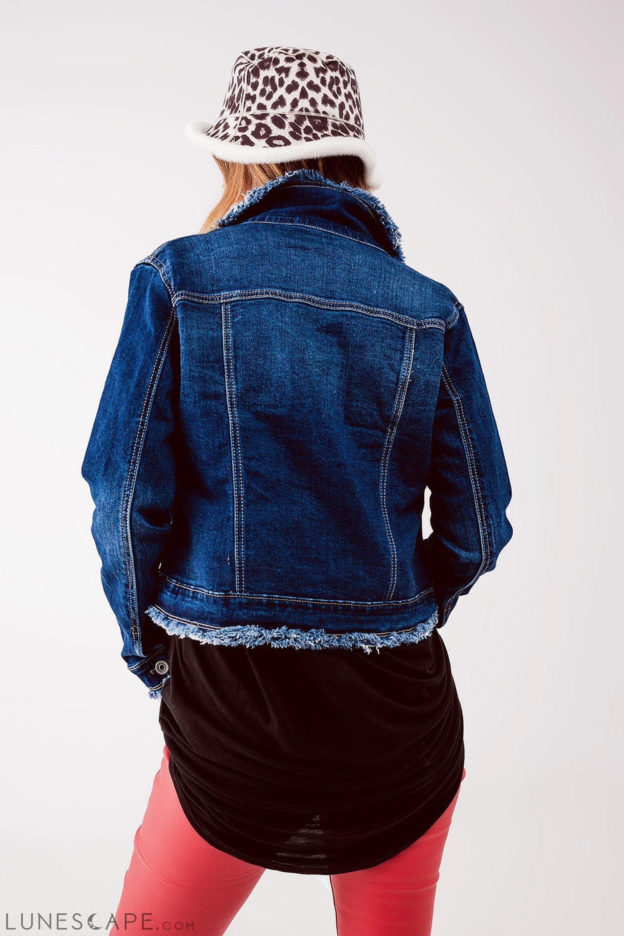 Raw Denim Jacket in Mid Blue LUNESCAPE
