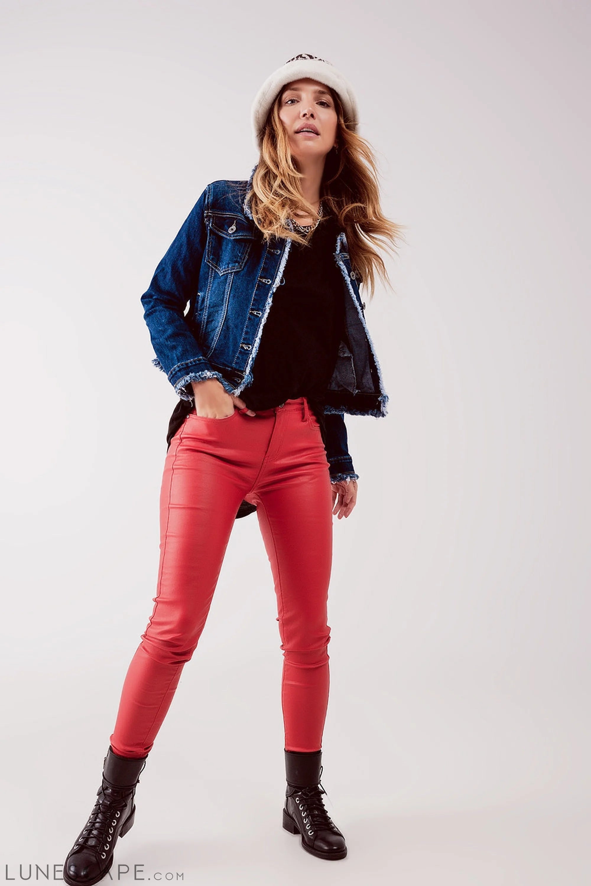 Raw Denim Jacket in Mid Blue LUNESCAPE