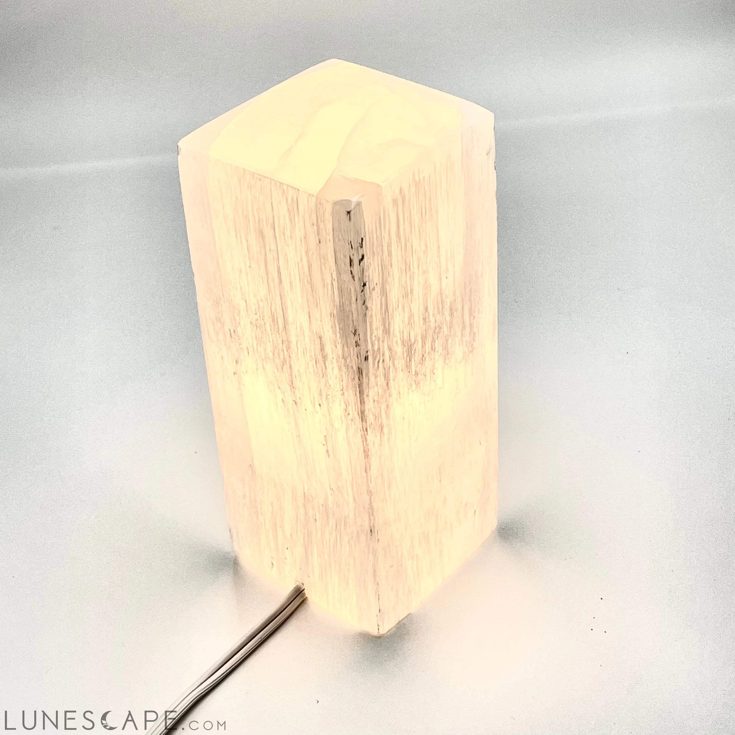 Rectangular Selenite Crystal Lamp Prime LUNESCAPE