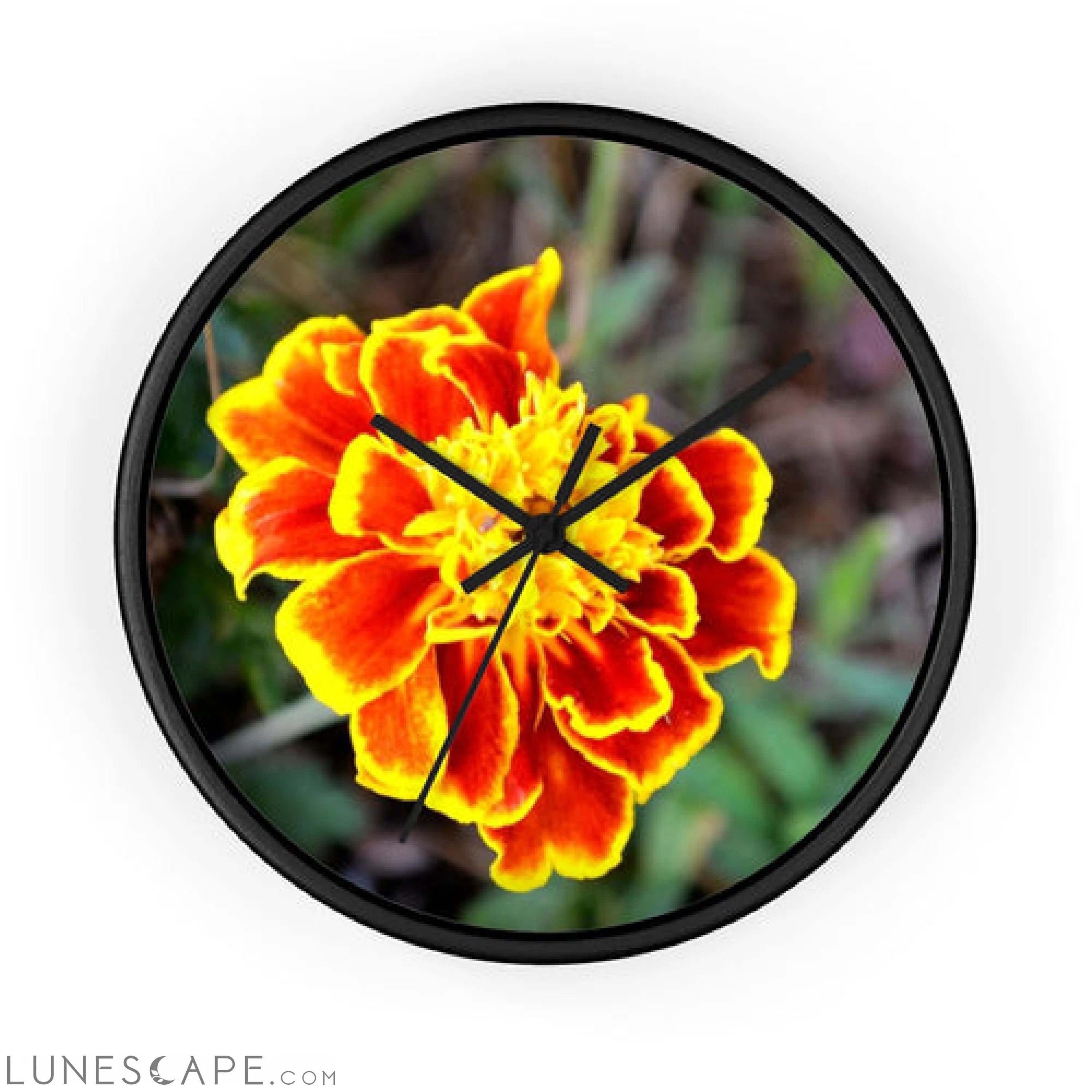 Red and Yellow Flower Wall clock LUNESCAPE