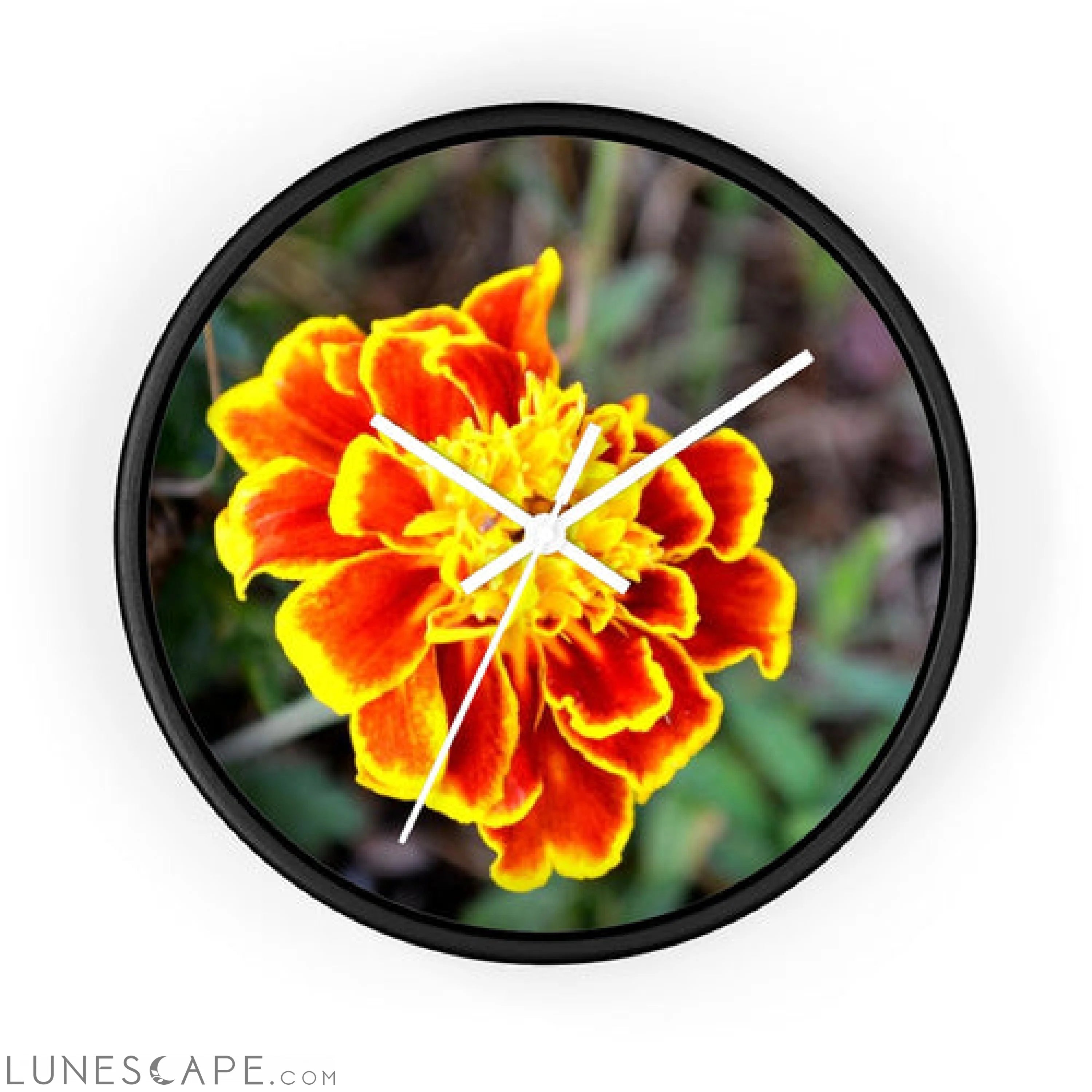 Red and Yellow Flower Wall clock LUNESCAPE