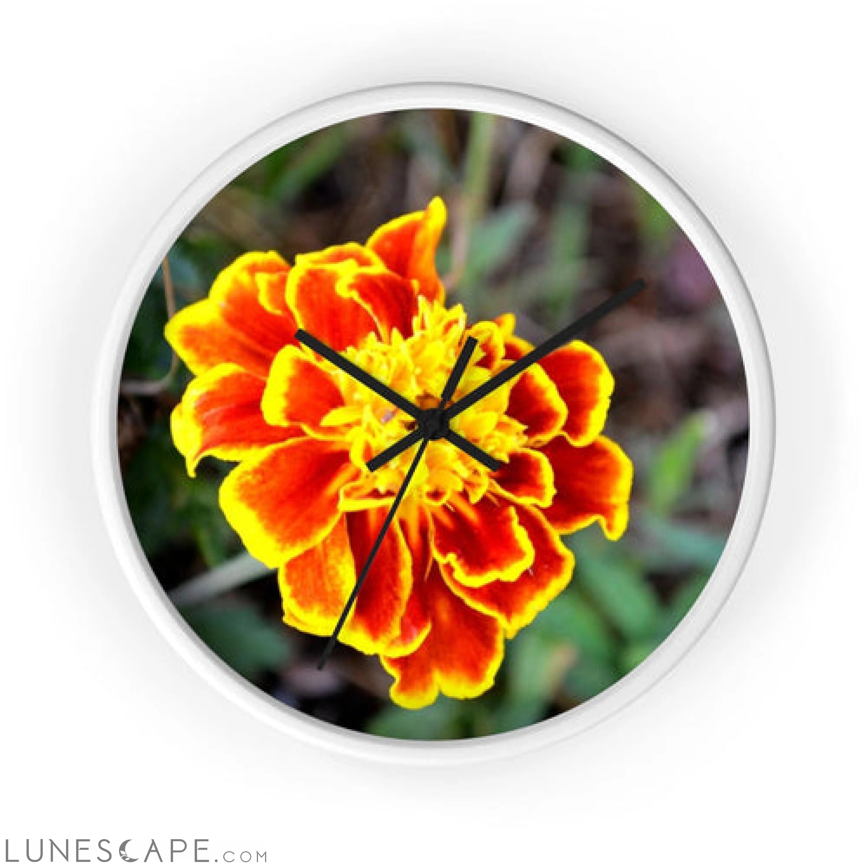 Red and Yellow Flower Wall clock LUNESCAPE