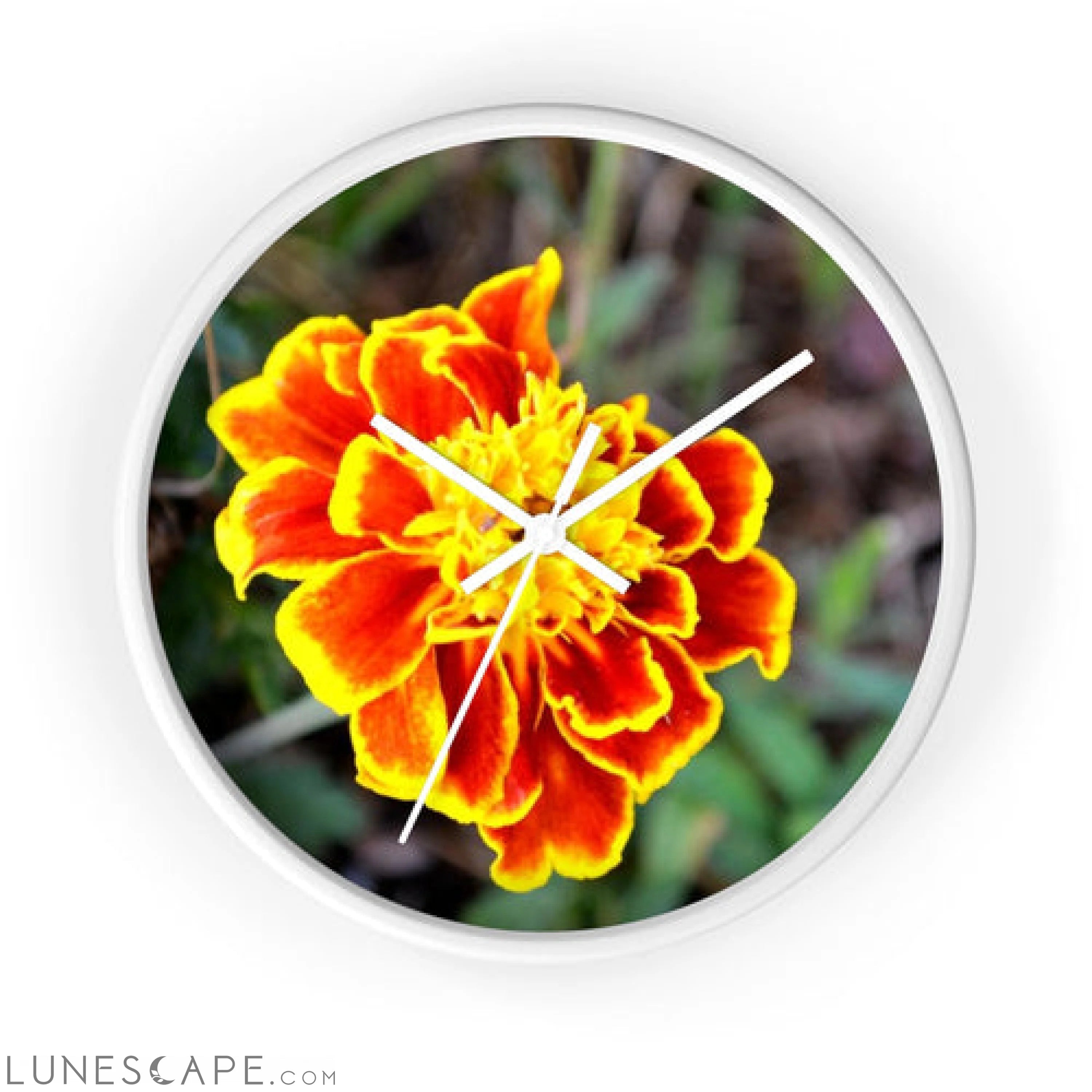 Red and Yellow Flower Wall clock LUNESCAPE