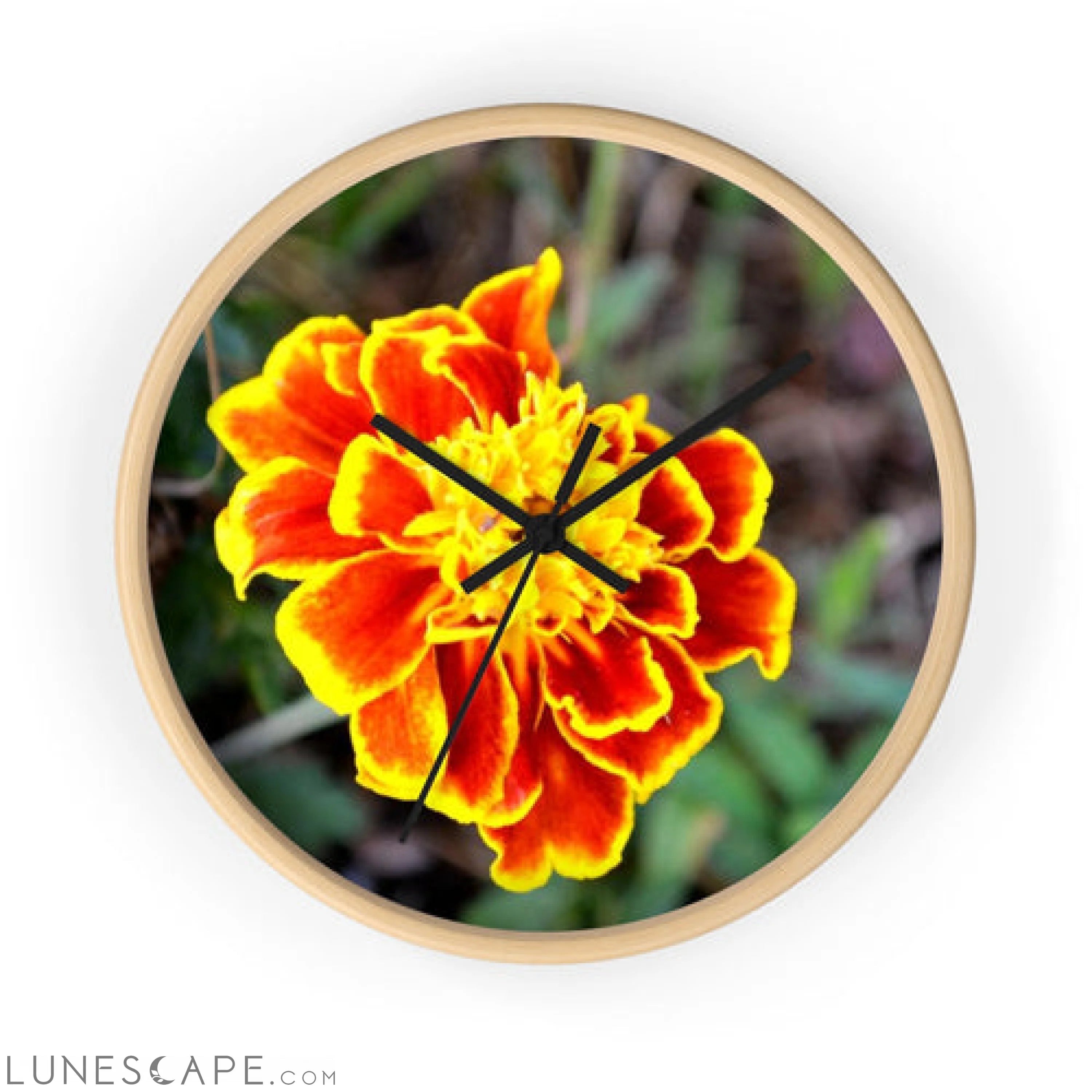Red and Yellow Flower Wall clock LUNESCAPE
