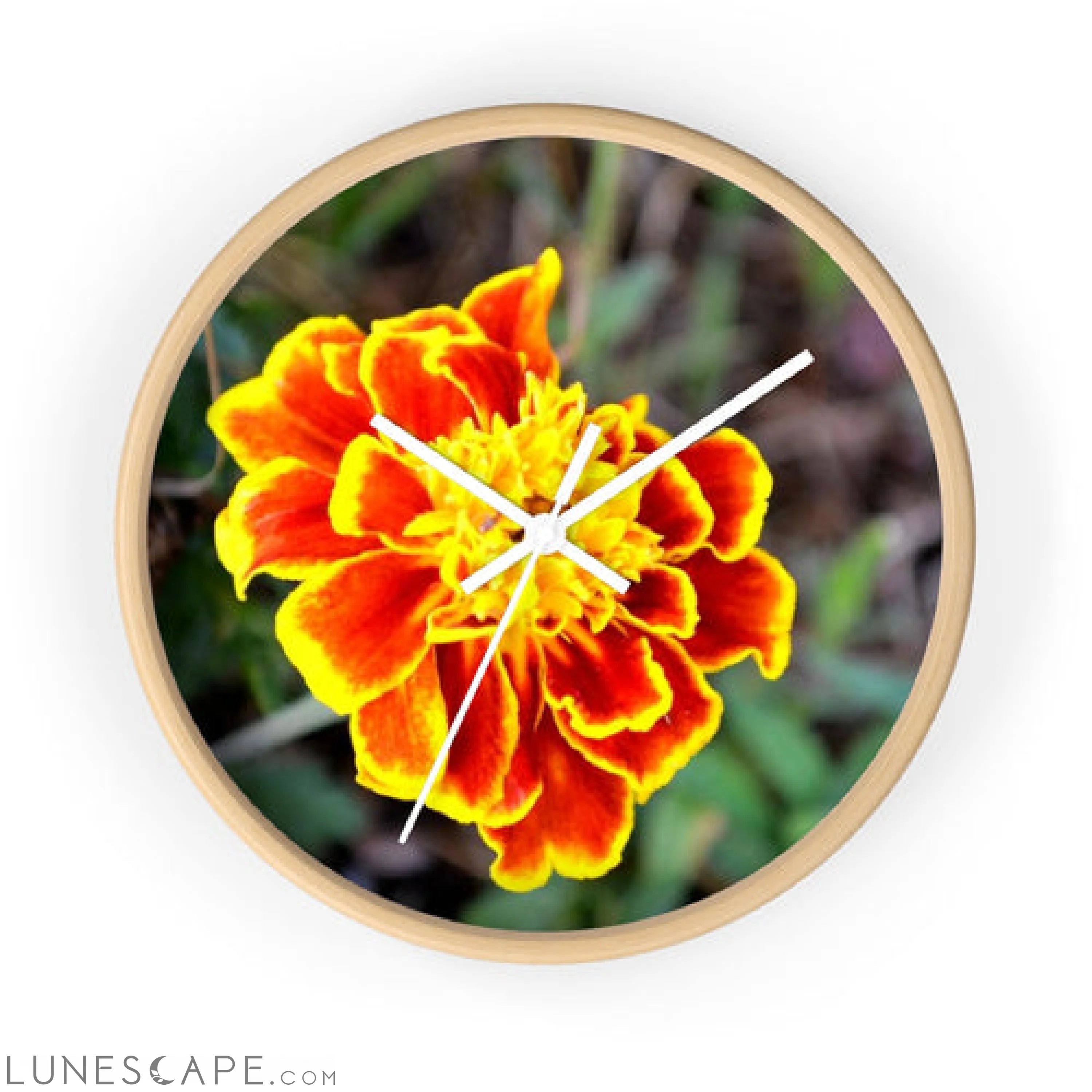 Red and Yellow Flower Wall clock LUNESCAPE