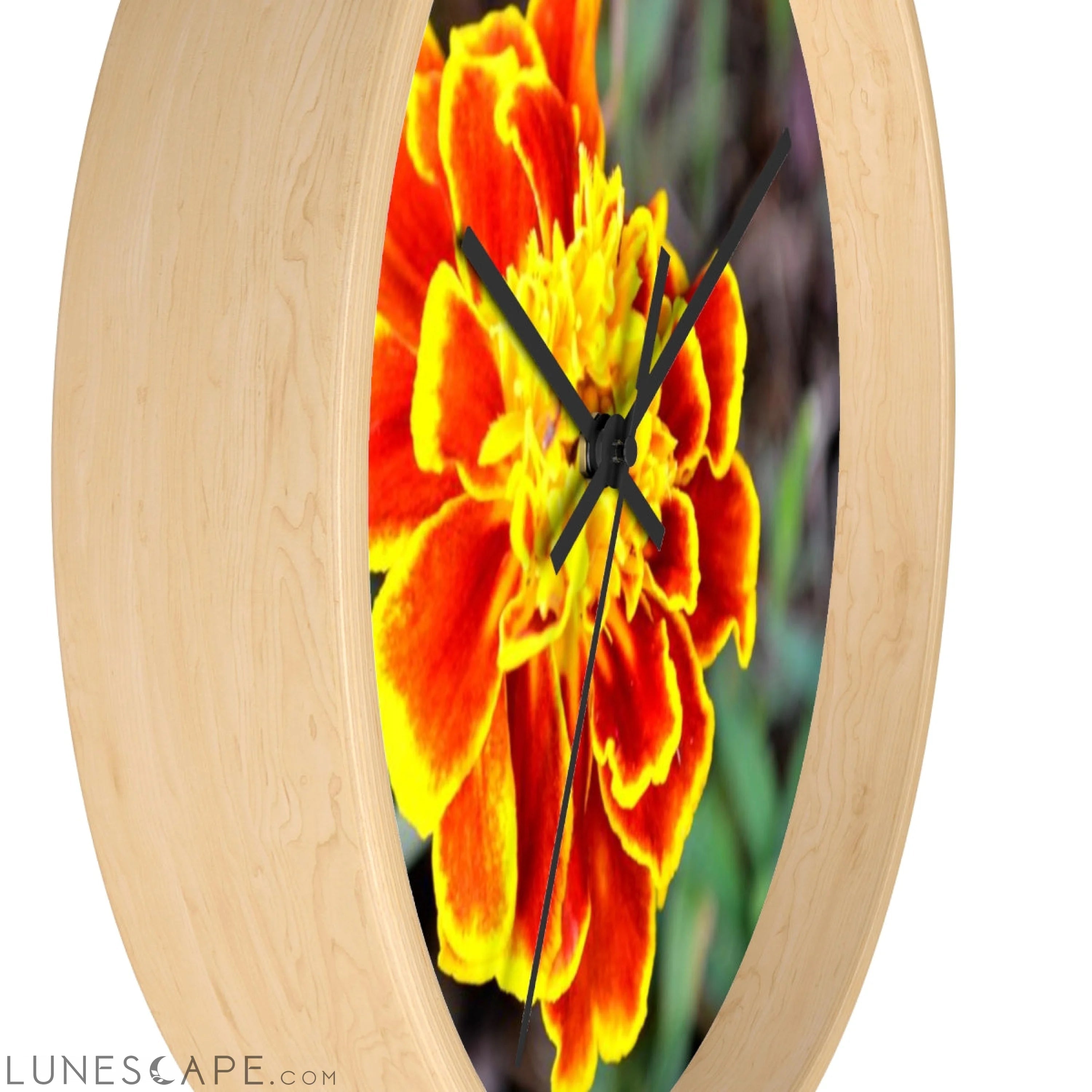Red and Yellow Flower Wall clock LUNESCAPE