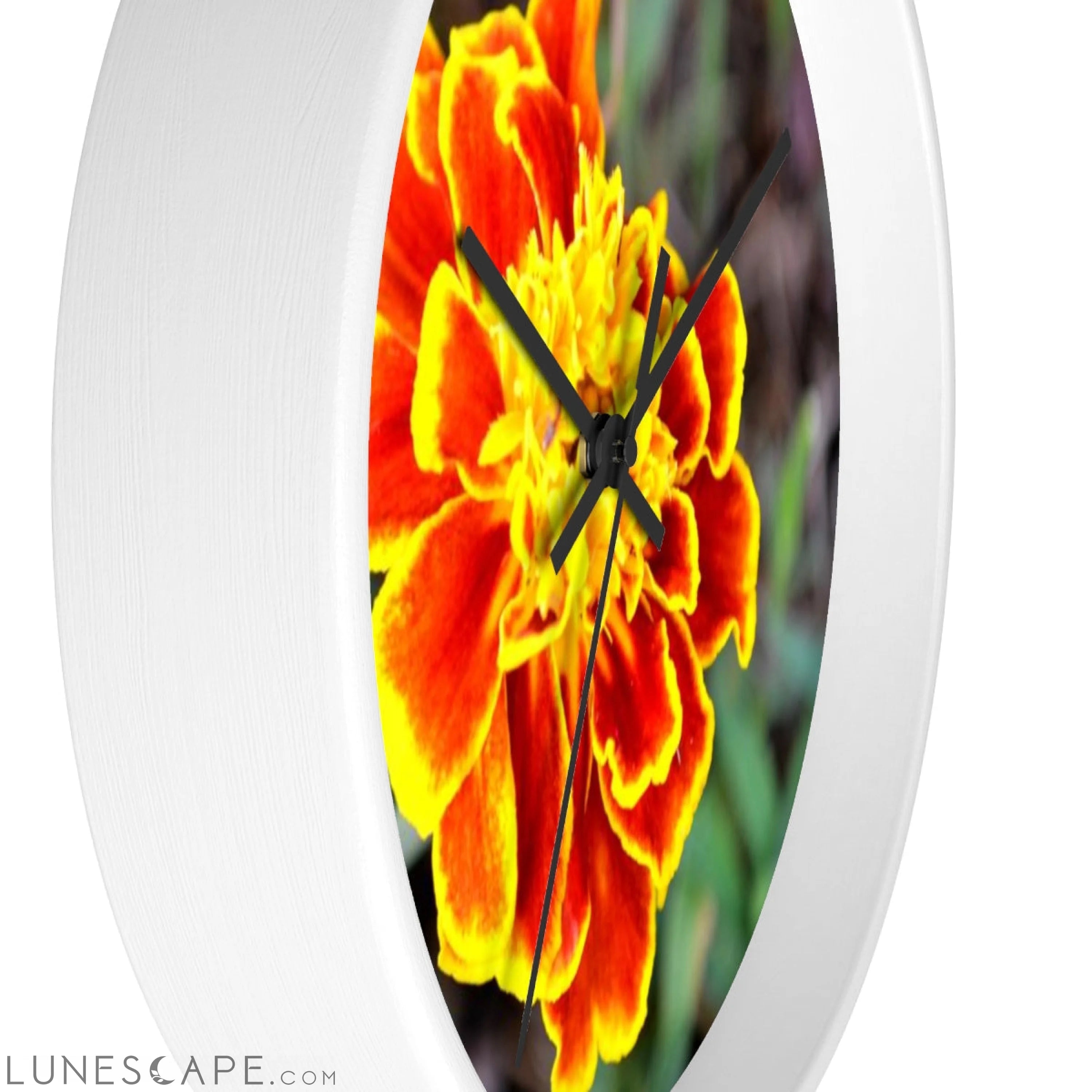 Red and Yellow Flower Wall clock LUNESCAPE